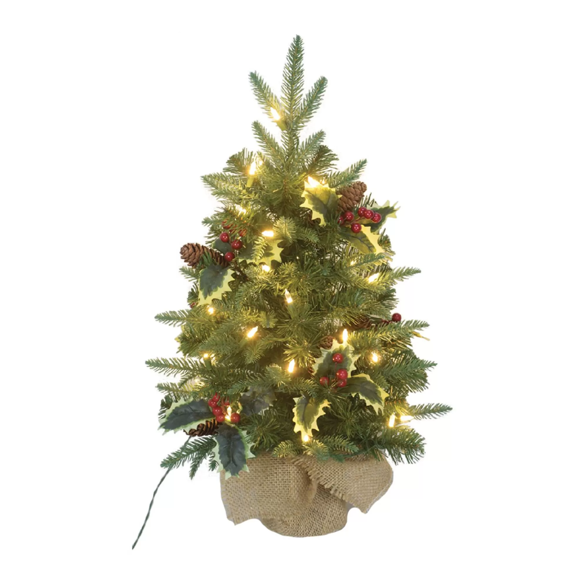 CC Christmas Decor 2' Pre-Lit Berries And Pinecone Potted Artificial Christmas Tree< Potted