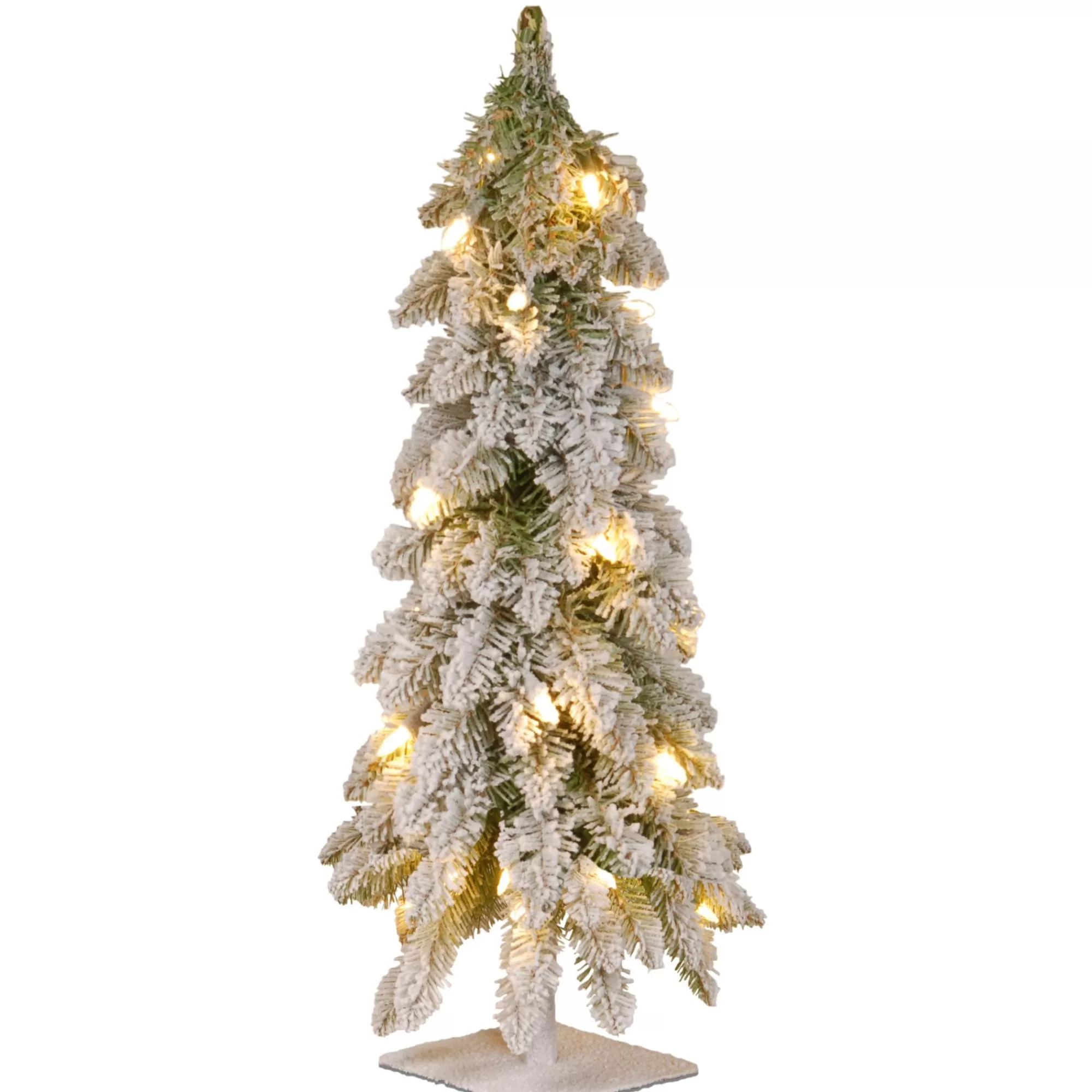 Christmas Central 2' Pre-Lit Snowy Downswept Artificial Christmas Tree, Clear Lights< Flocked