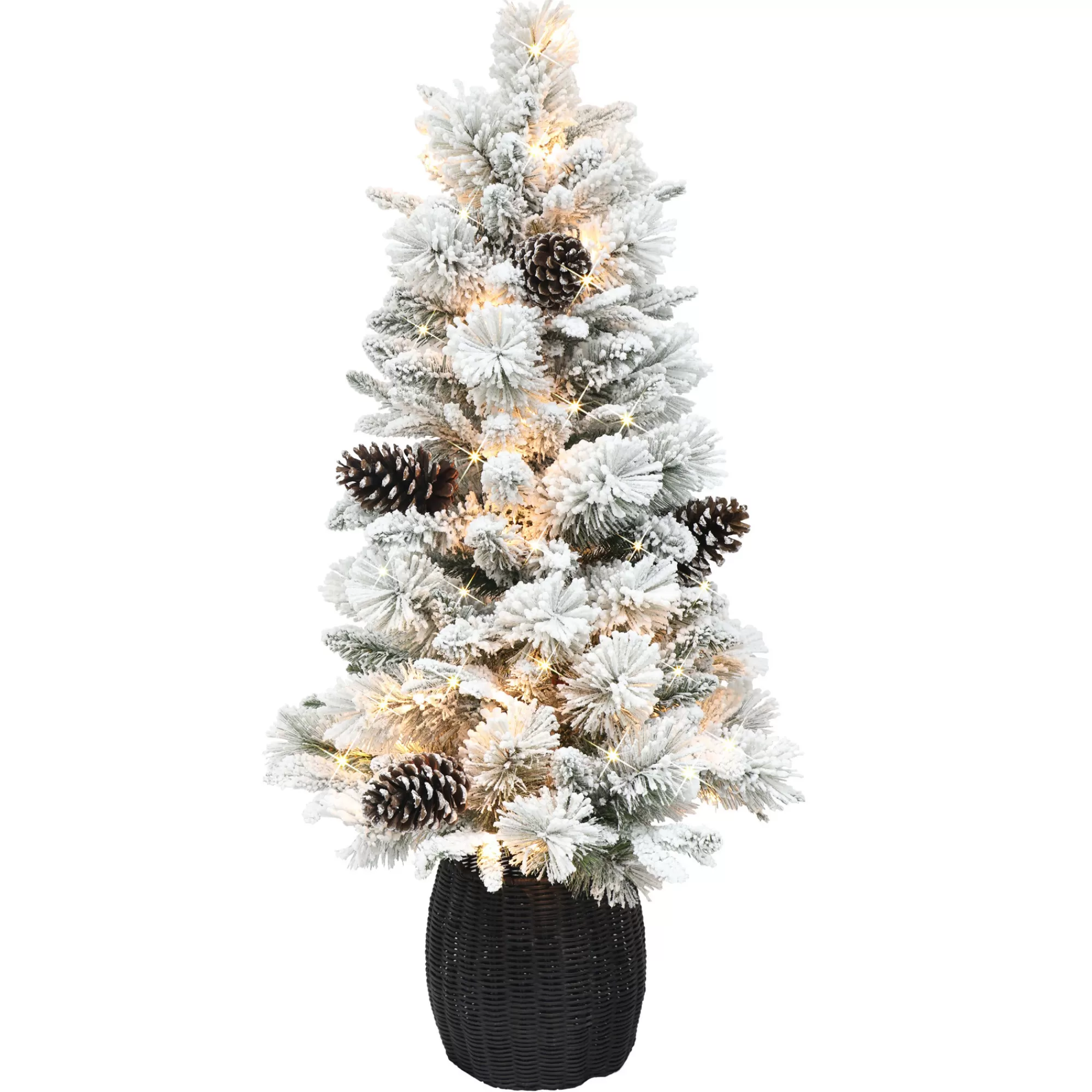 CC Christmas Decor 3.5' Pre-Lit Flocked Artificial Christmas Tree – Clear Lights< Pre-Lit