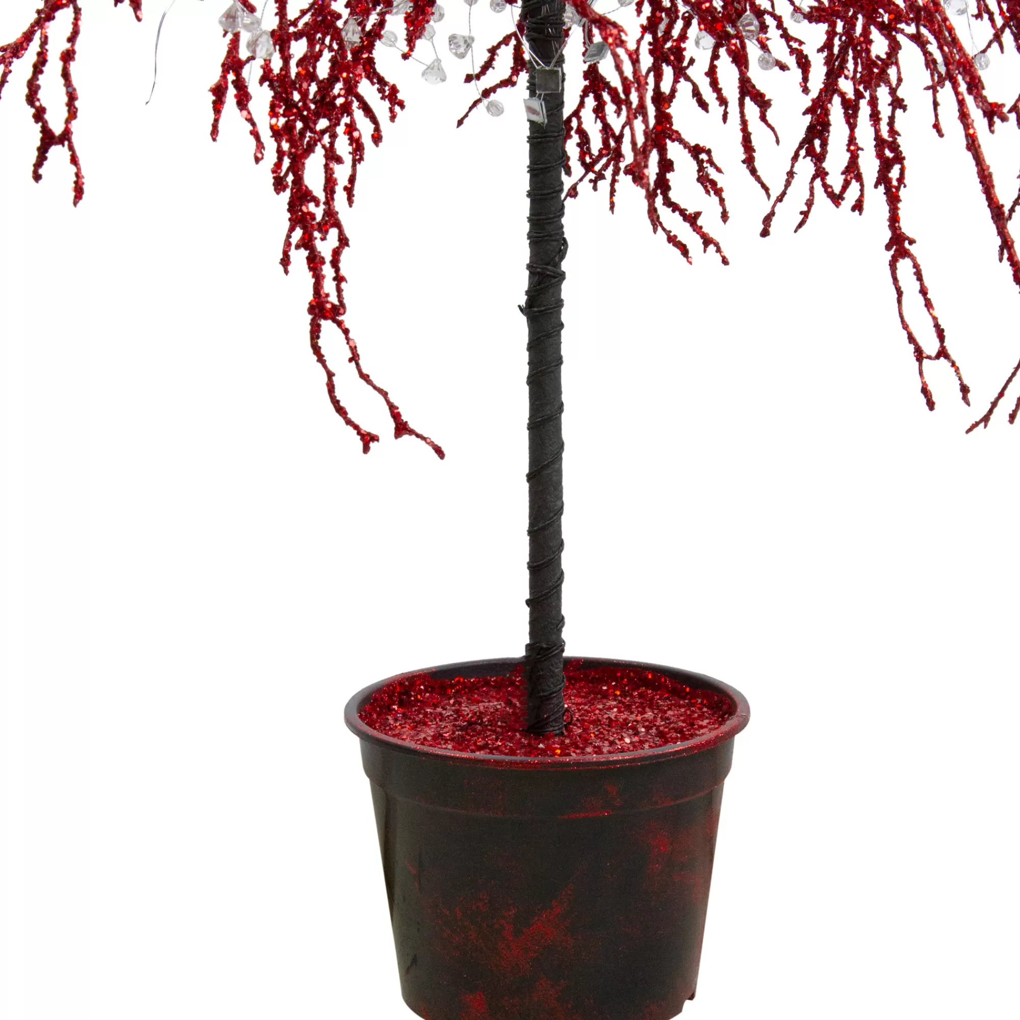 CMI 3.75' Red Crystallized Glitter Potted Artificial Christmas Tree - Unlit< Colorful