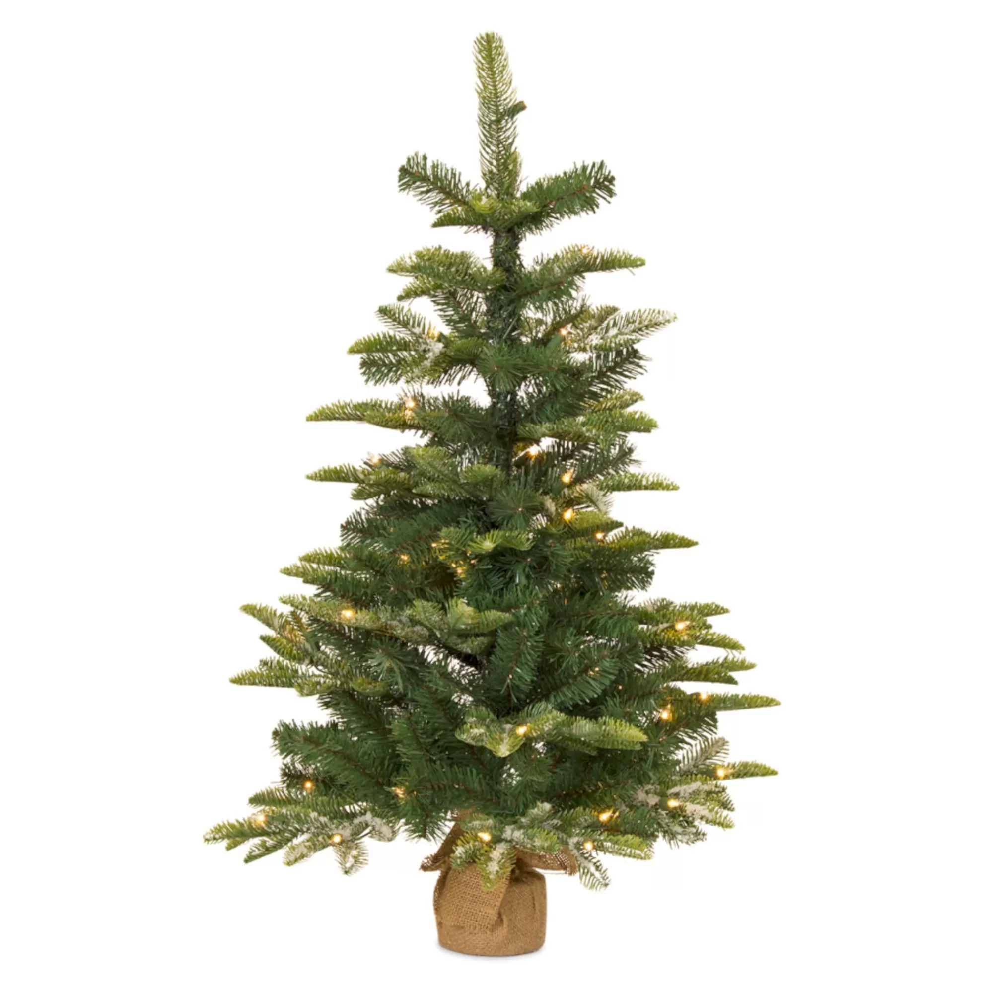 Contemporary Home Living 38" Pre-Lit Potted Artificial Christmas Tree With Burlap Base< Potted