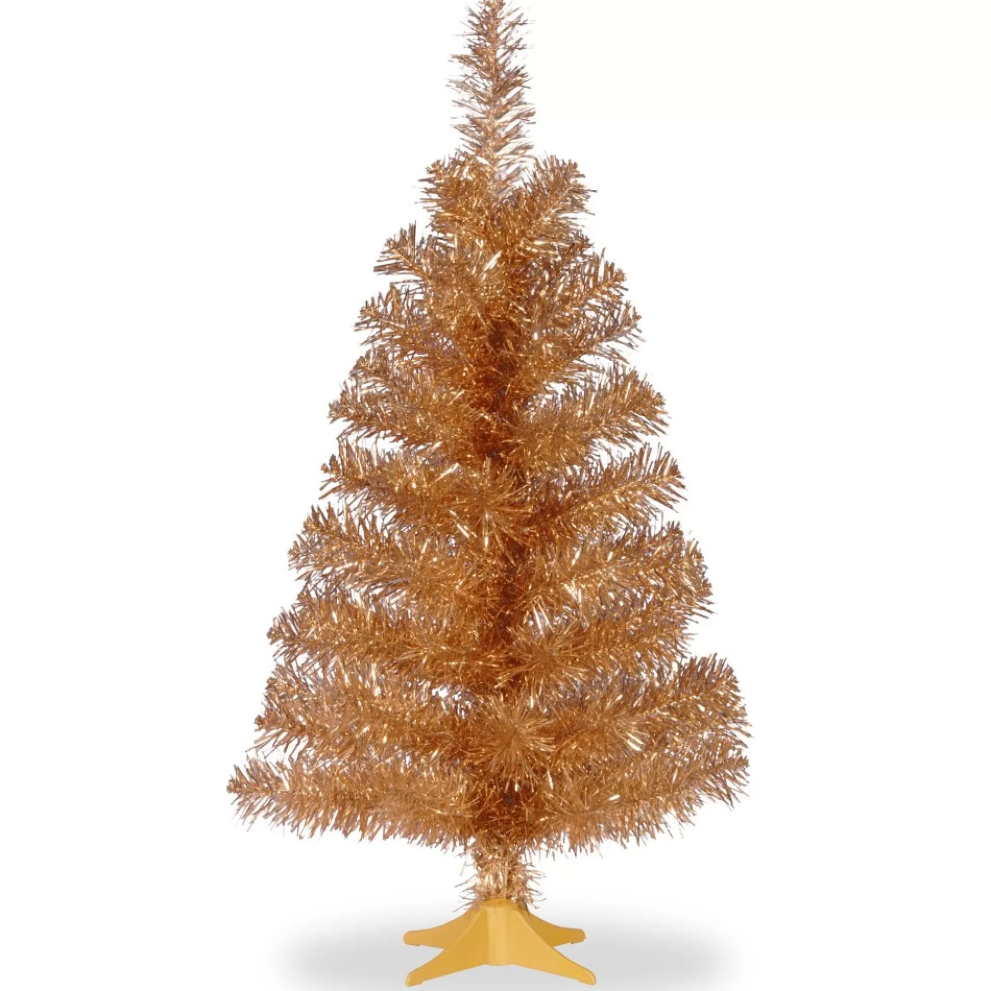 Christmas Central Unlit-3' Champagne Gold Tinsel Artificial Christmas Tree, Unlit