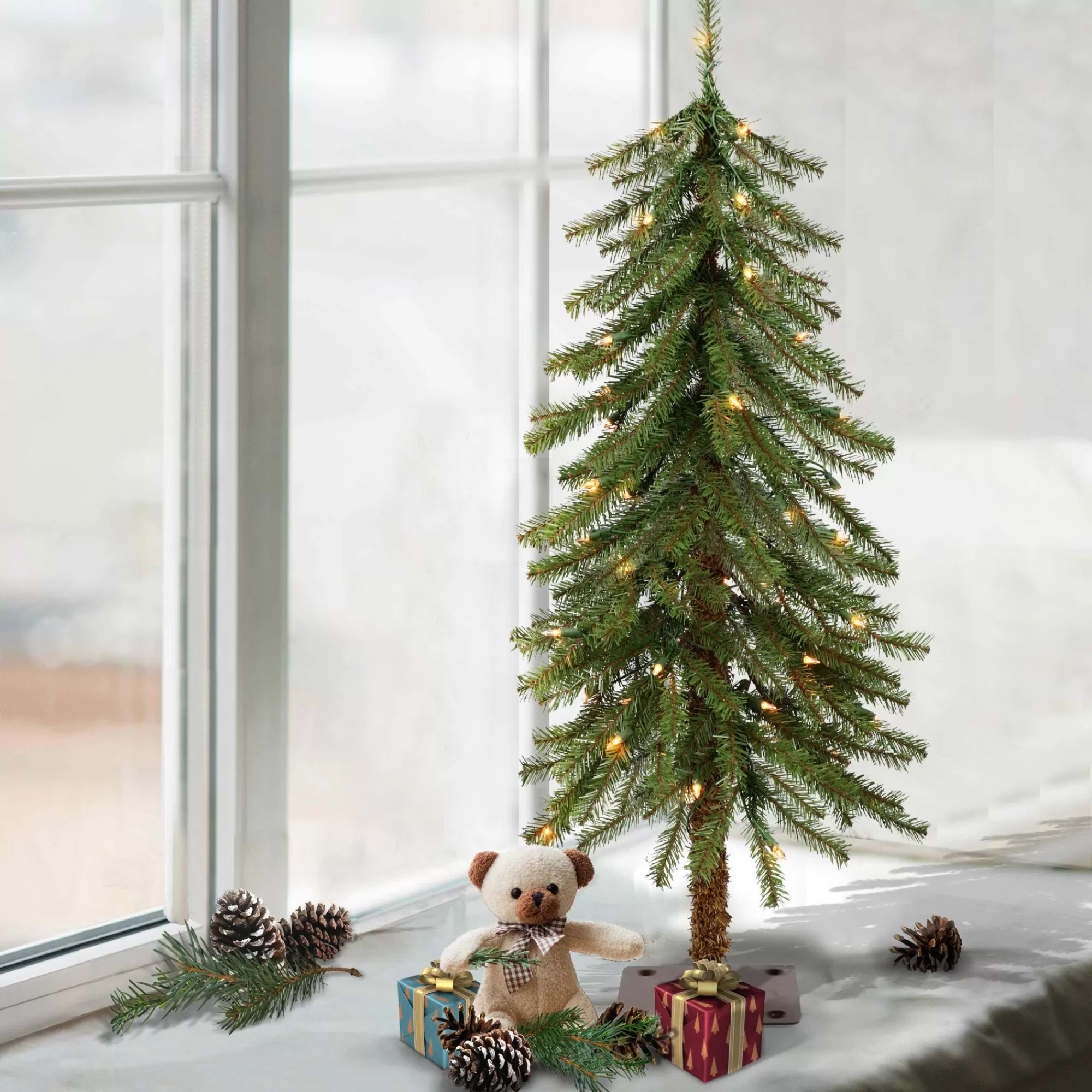 CC Christmas Decor 3' Pre-Lit Alpine Artificial Christmas Tree, Clear Lights< Pre-Lit