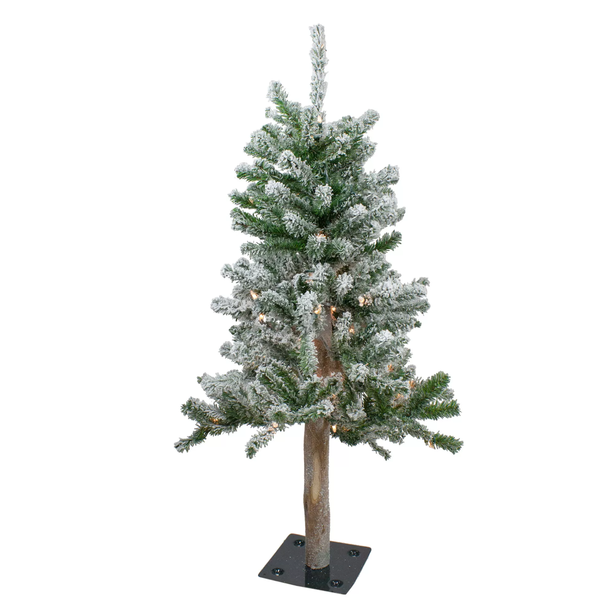 Northlight 3' Pre-Lit Flocked Alpine Artificial Christmas Tree - Clear Lights< Alpine