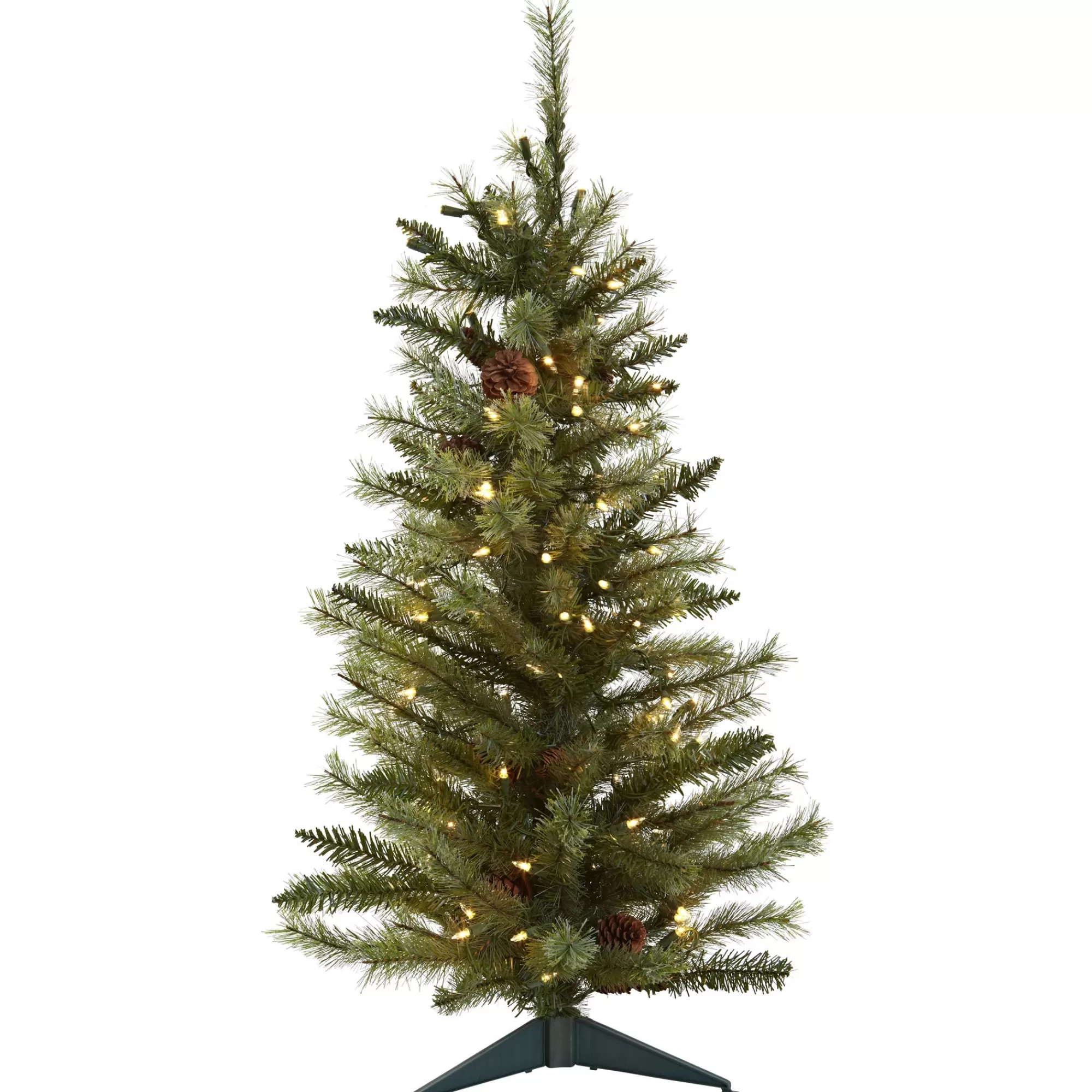 Nearly Natural 3' Pre-Lit Pinecone Artificial Christmas Tree, Clear Lights< Pre-Lit