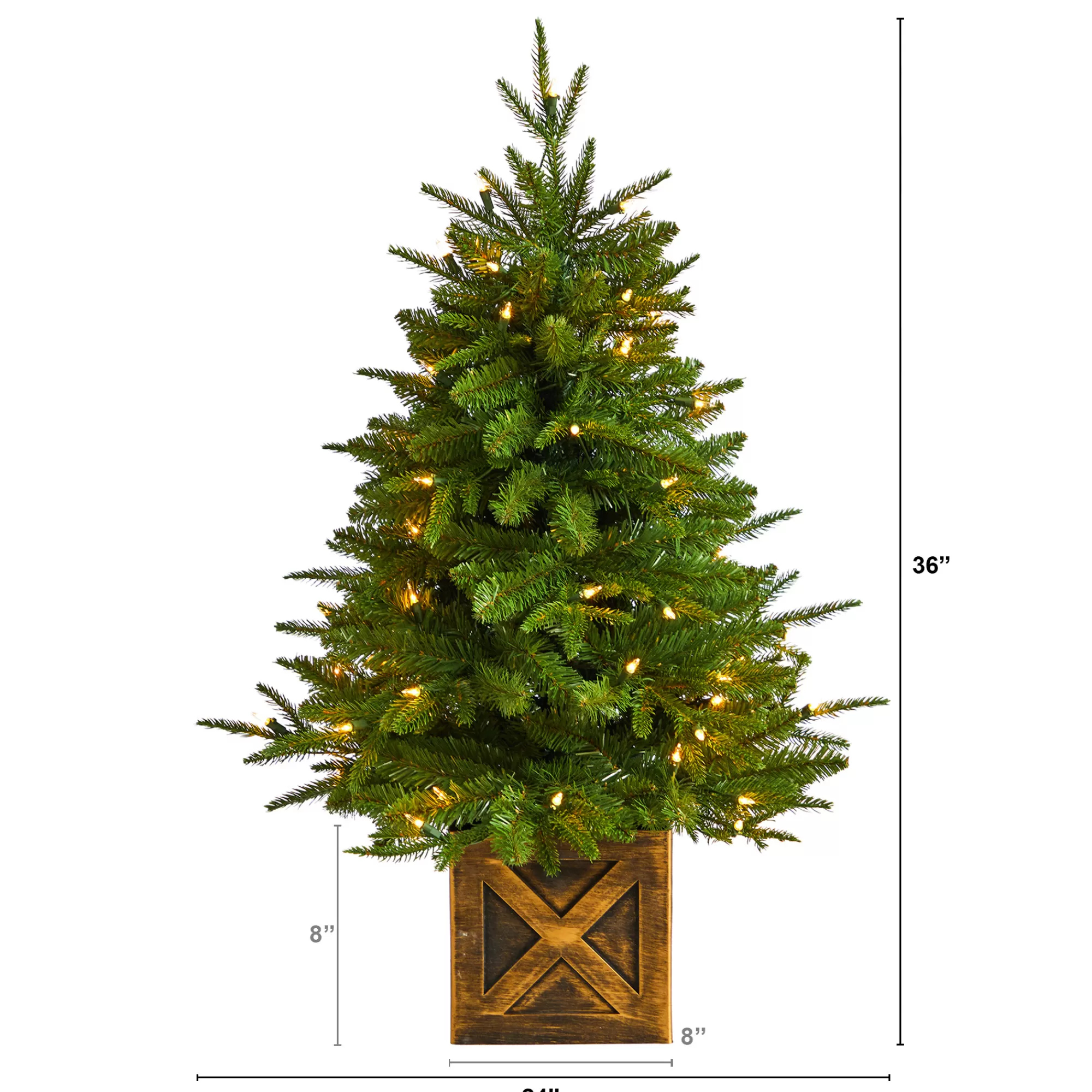 Nearly Natural 3' Pre-Lit Potted Artificial Christmas Tree, Warm Clear Lights< Colorful