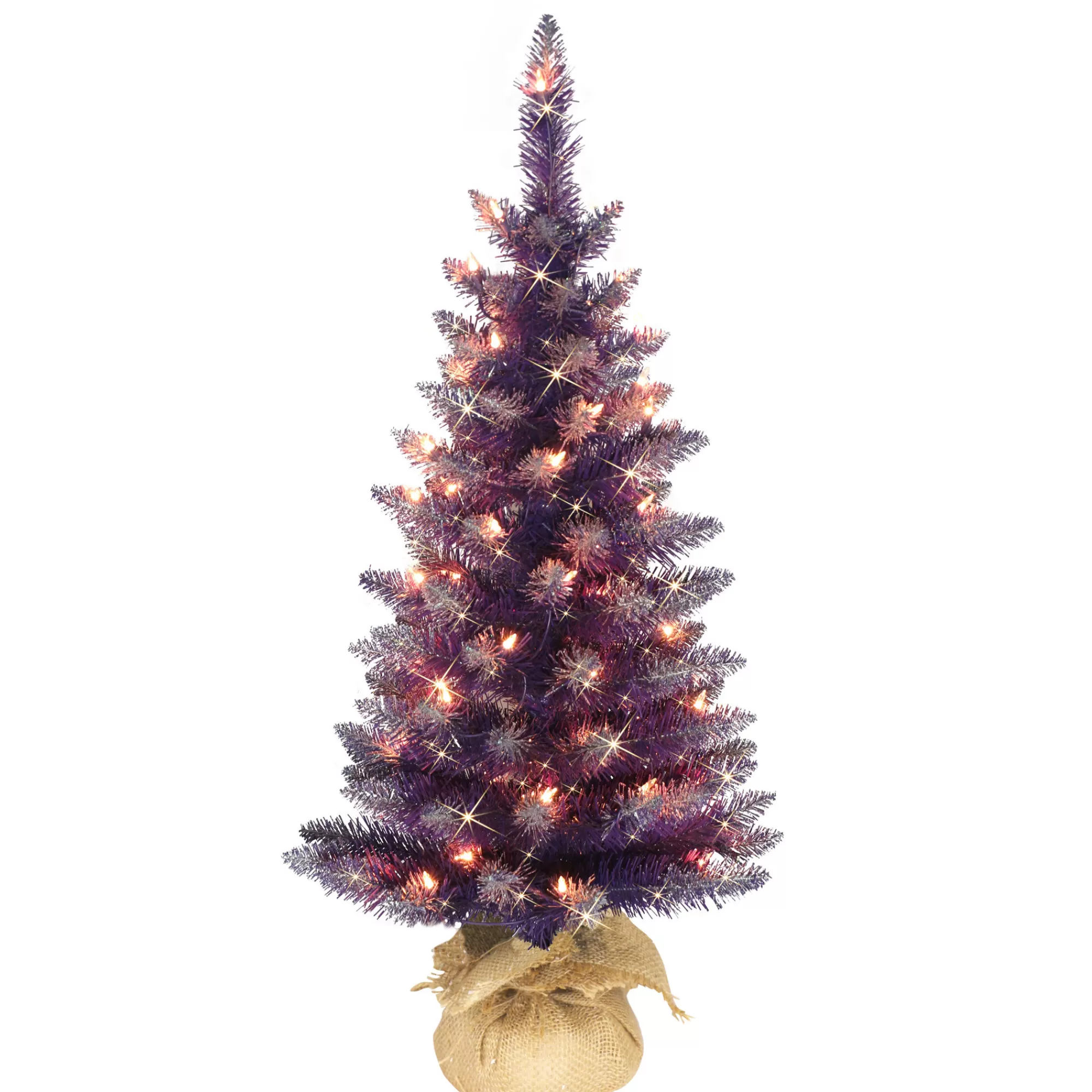 CC Christmas Decor 3' Pre-Lit Purple Artificial Christmas Tree With Clear Lights< Pre-Lit