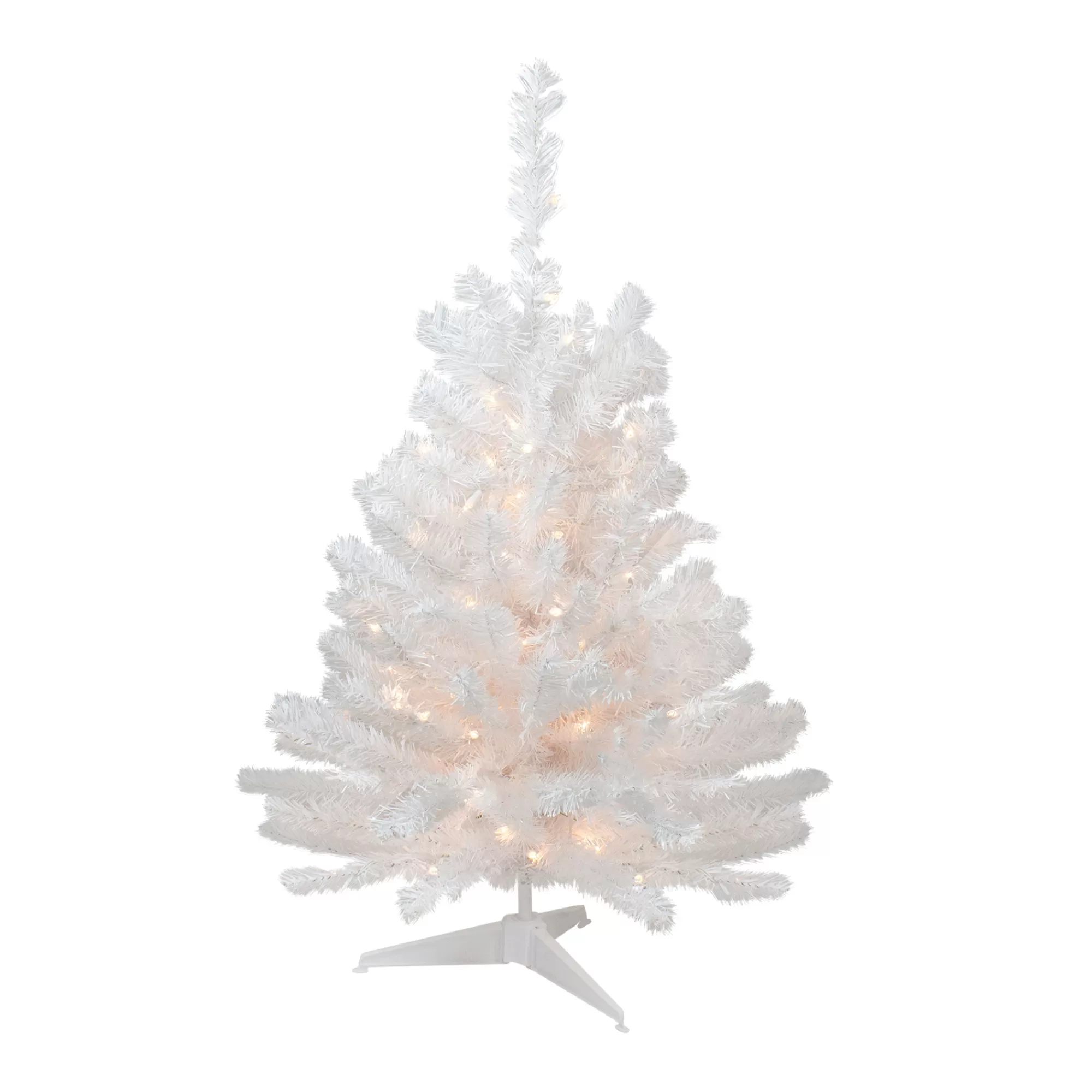 Northlight 3' Pre-Lit Snow White Artificial Christmas Tree, Clear Lights< Colorful