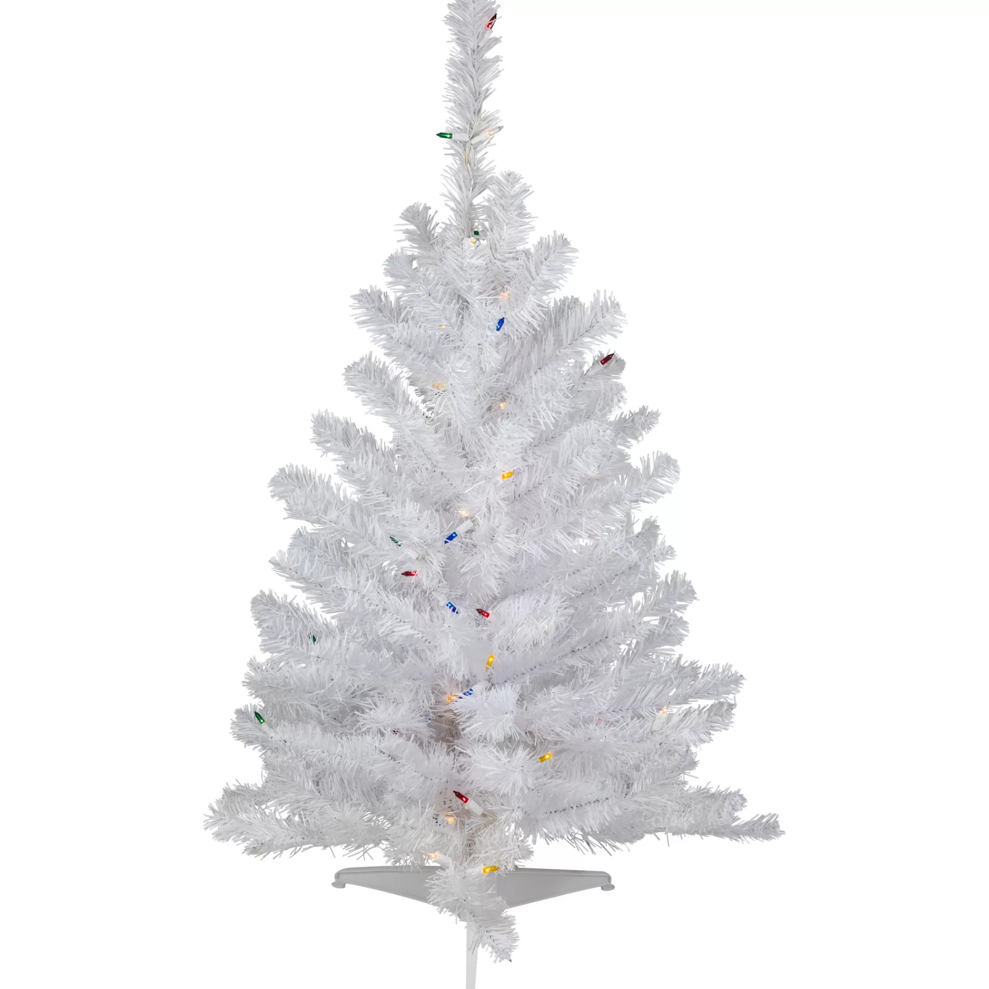 Northlight 3' Pre-Lit Snow White Artificial Christmas Tree, Multi Lights< Colorful