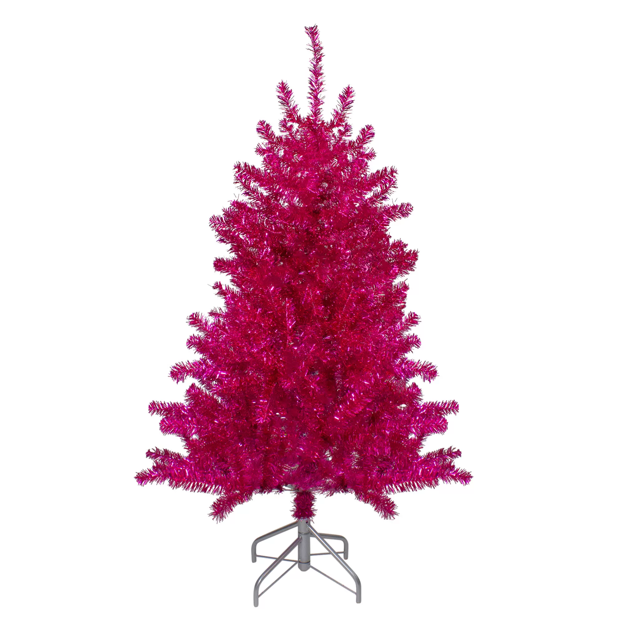 Northlight 4.5" Metallic Pink Tinsel Artificial Christmas Tree - Unlit< Colorful