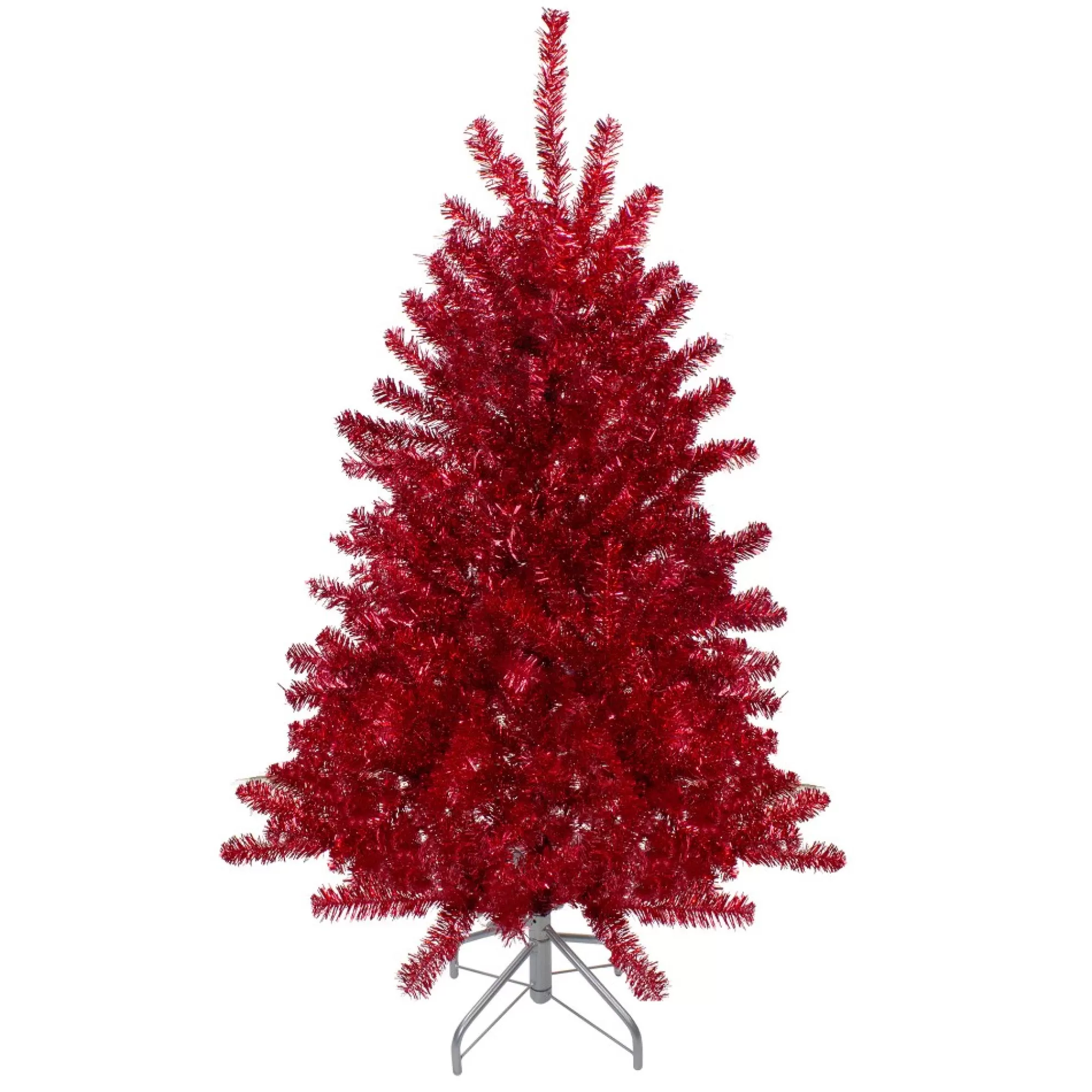 Northlight Unlit-4.5' Metallic Red Tinsel Artificial Christmas Tree - Unlit