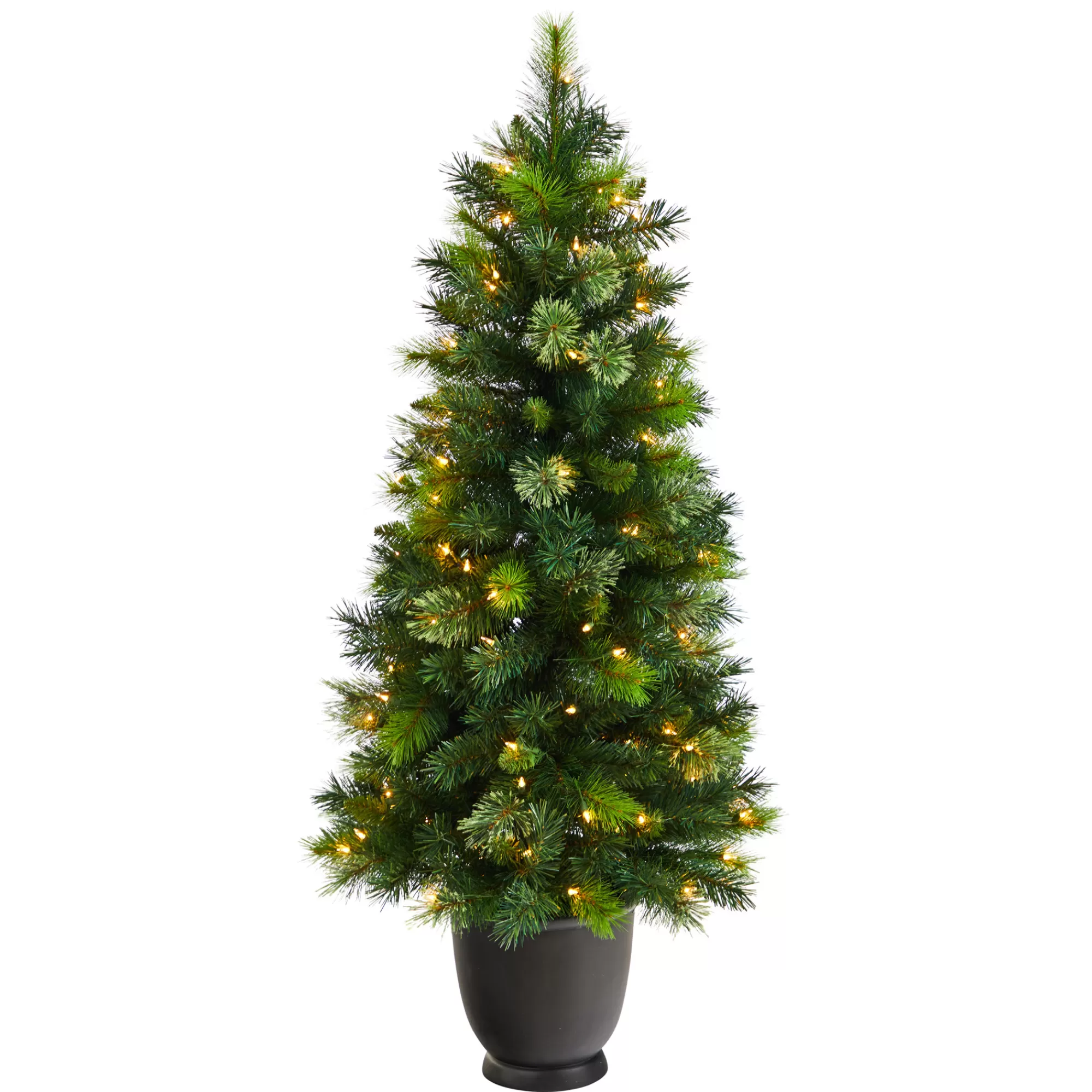 Nearly Natural 4.5' Pre-Lit Potted Artificial Christmas Tree, Clear Lights< Potted