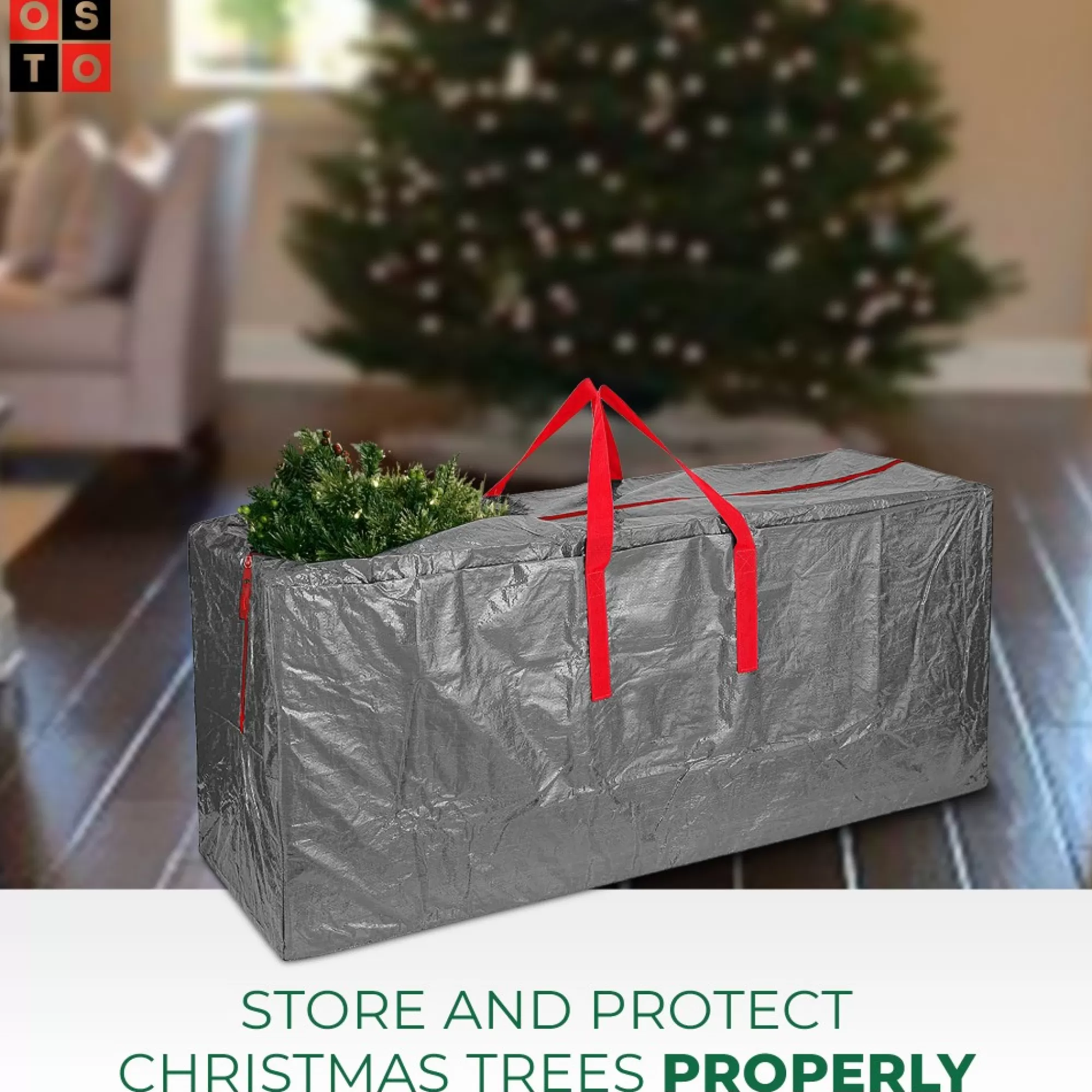 osto Tree Storage-48" Gray Waterproof Artificial Christmas Tree Storage Bag