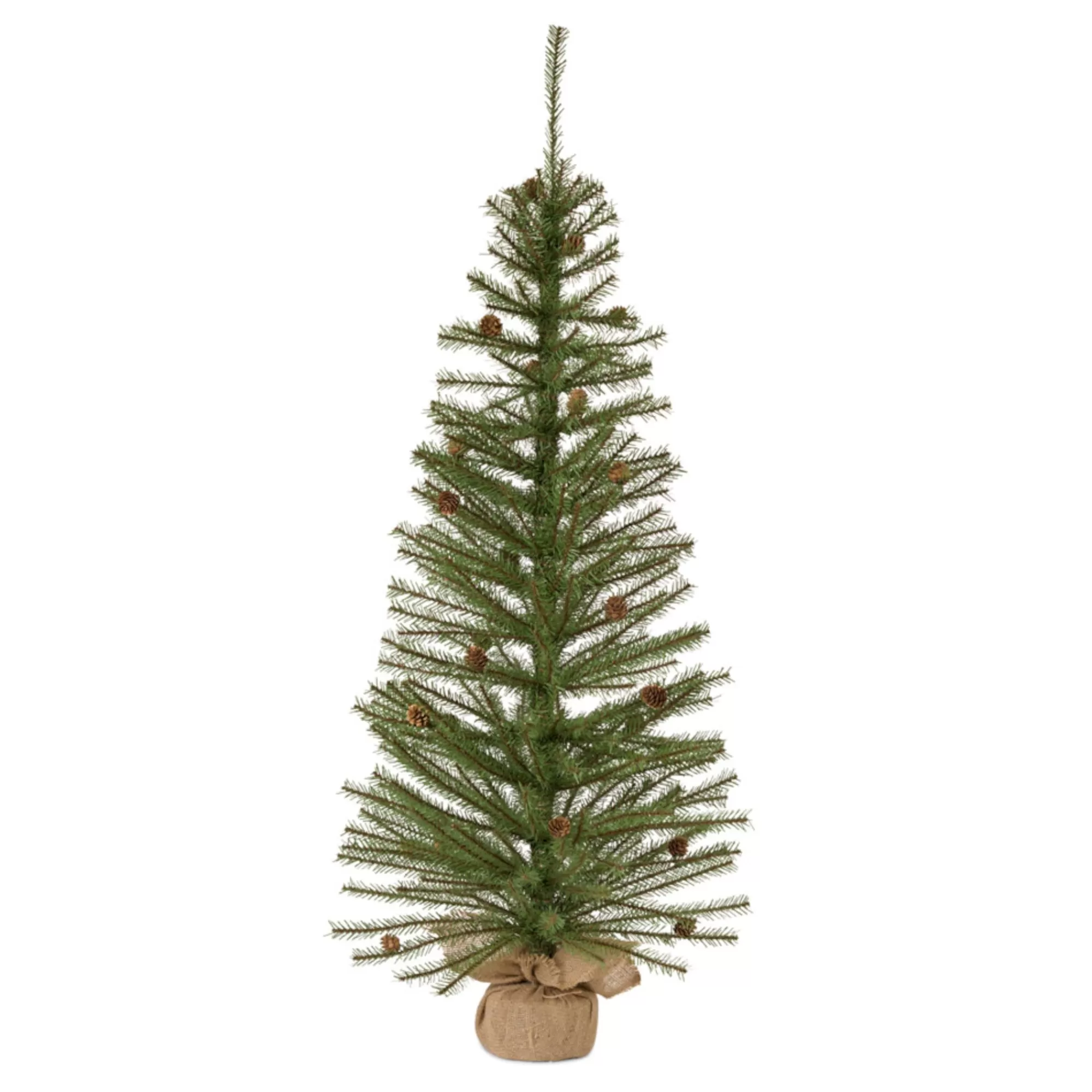 Contemporary Home Living 48" Green Potted Artificial Christmas Tree With Burlap Base< Potted