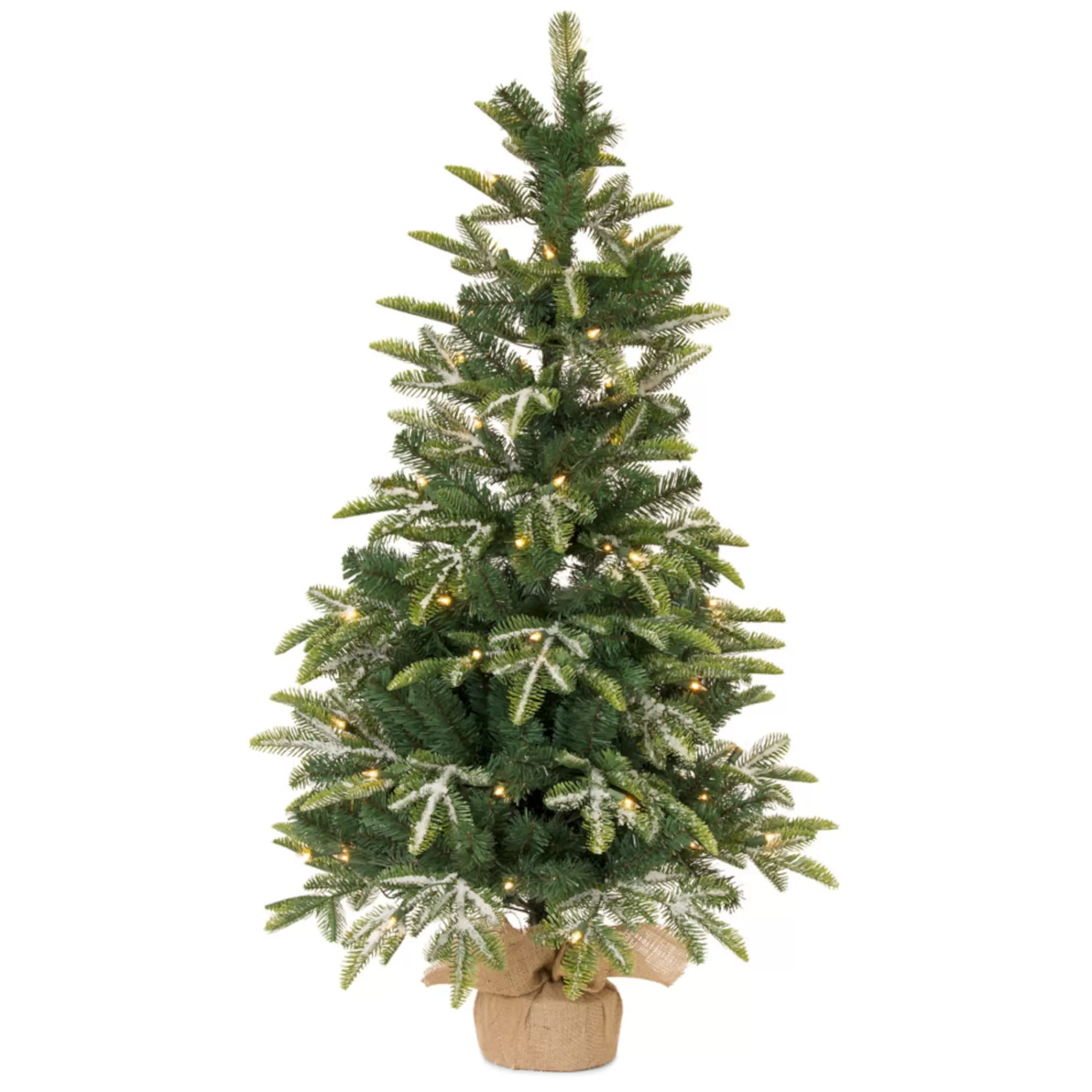 Contemporary Home Living 48" Pre-Lit Potted Artificial Christmas Tree With Burlap Base< Potted