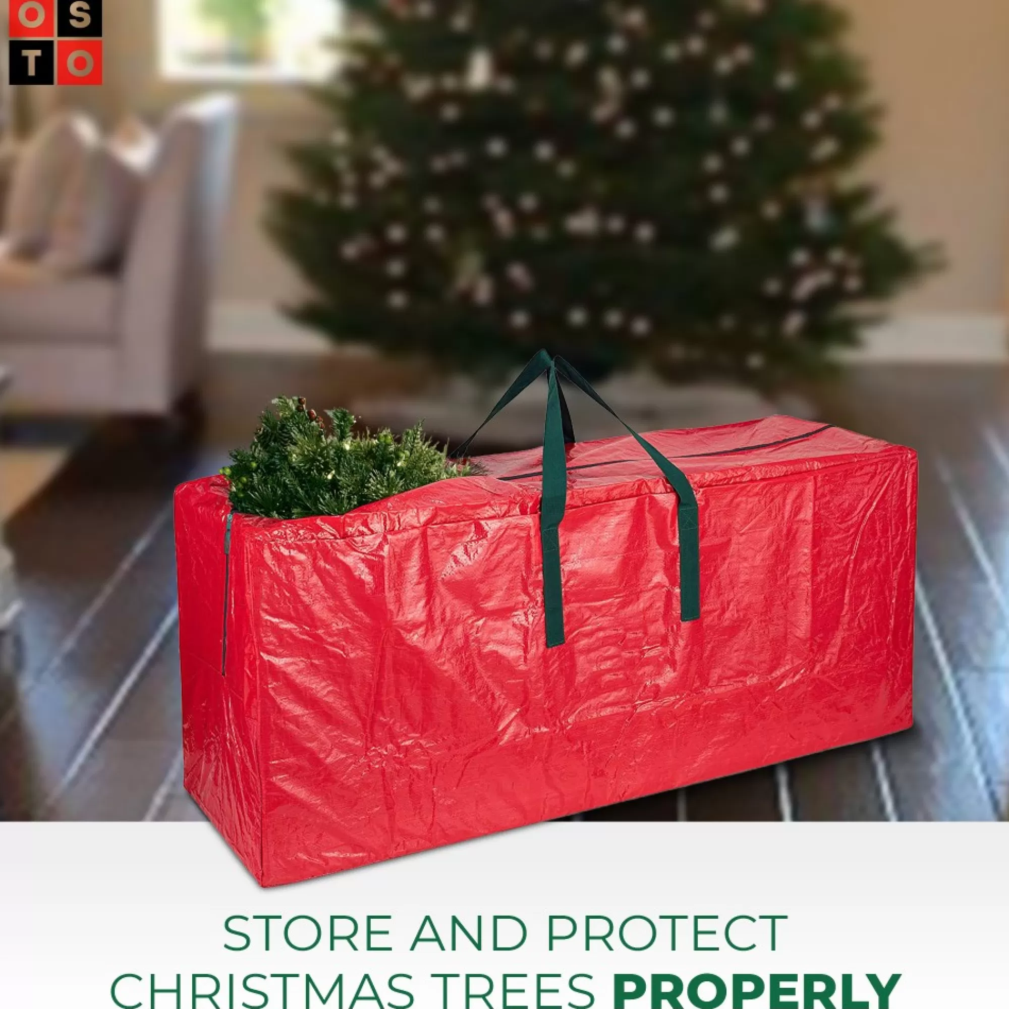 osto Tree Storage-48" Red Waterproof Artificial Christmas Tree Storage Bag