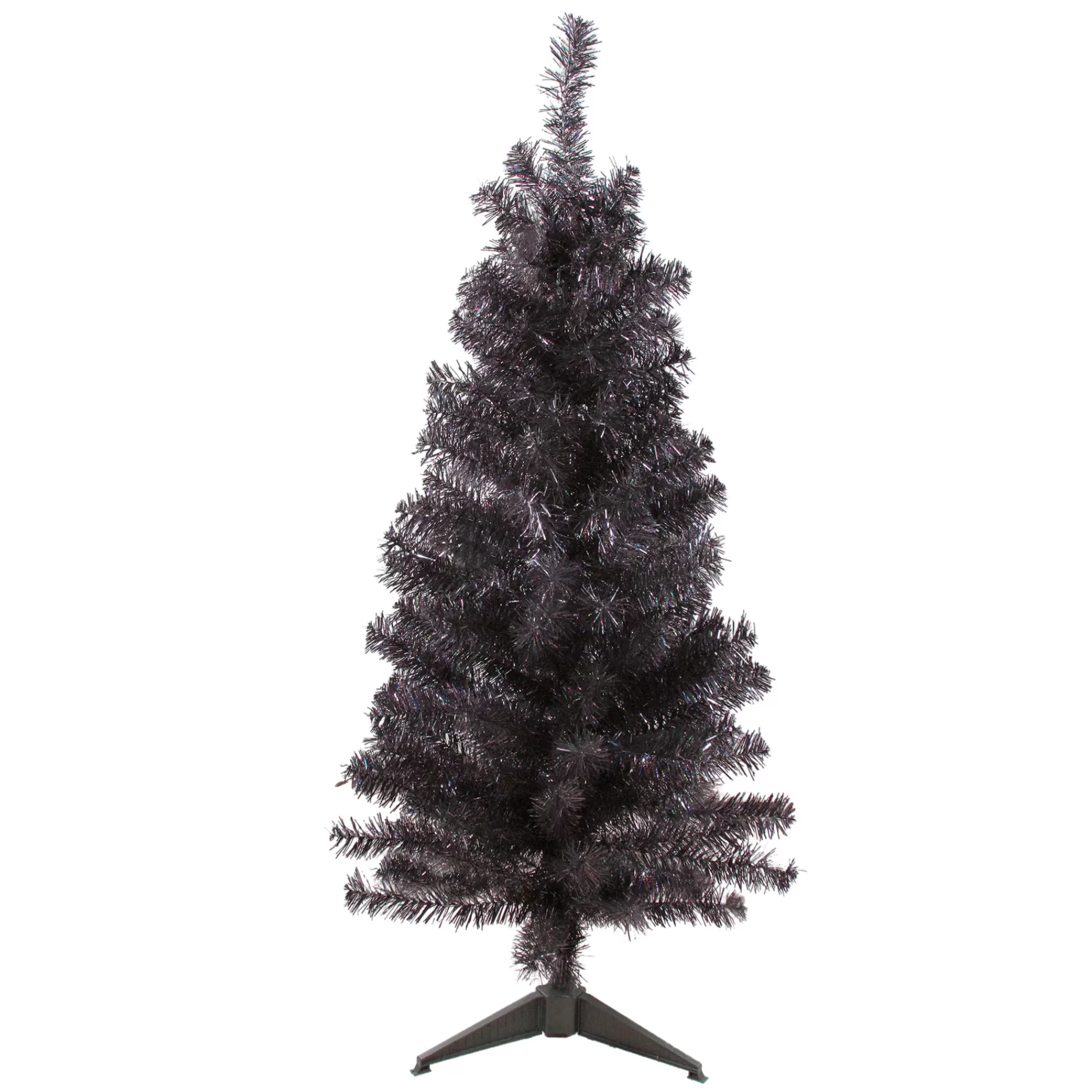 Northlight 4' Holographic Brown Slim Artificial Tinsel Christmas Tree - Unlit< Colorful