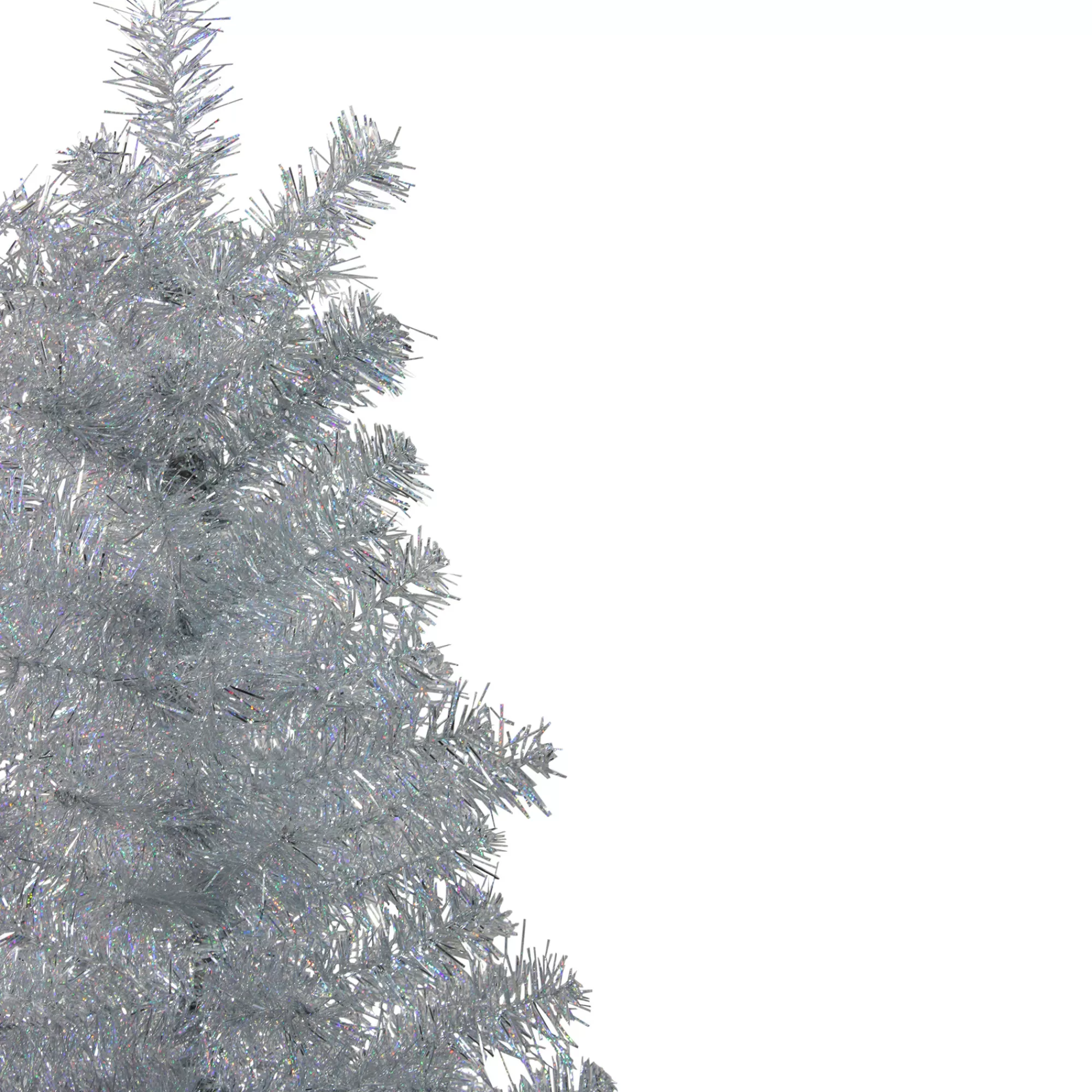 Northlight 4' Holographic Silver Tinsel Slim Artificial Christmas Tree - Unlit< Colorful