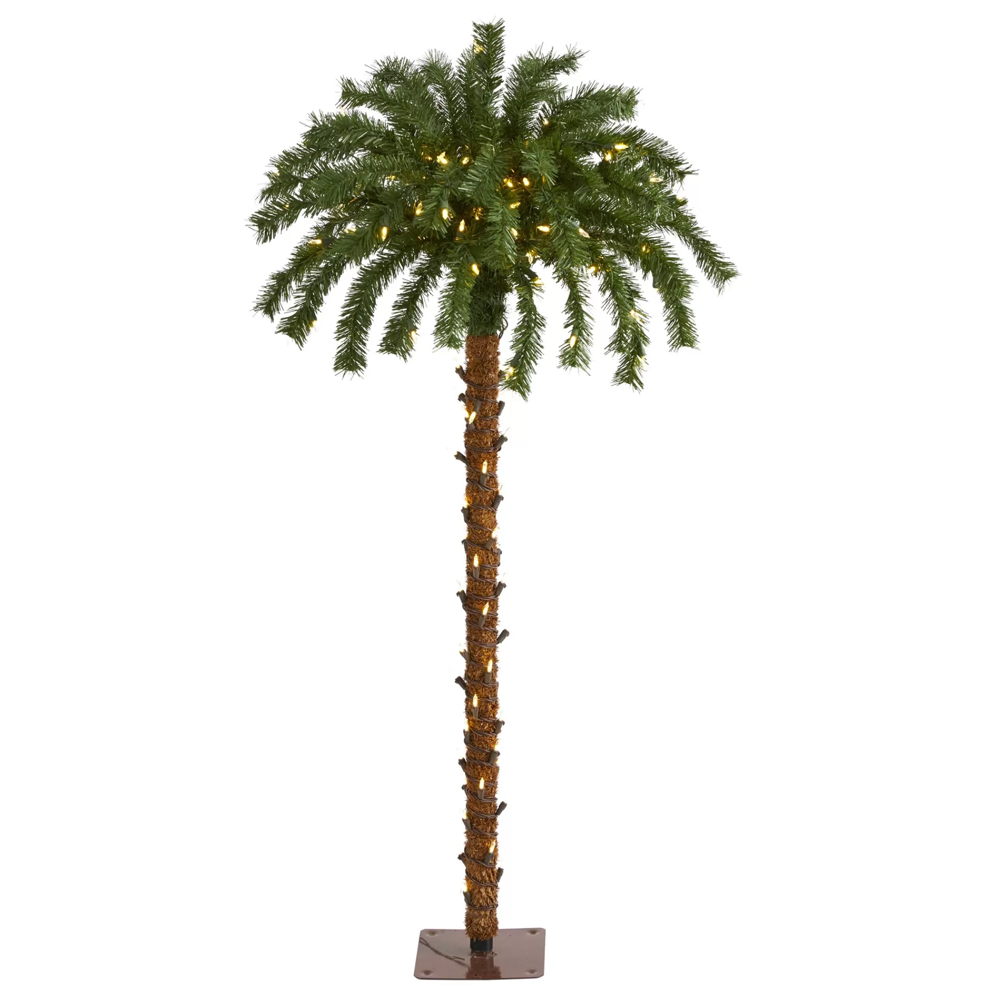 Nearly Natural 4' Pre-Lit Artificial Christmas Palm Tree, Clear Led Lights< Pre-Lit