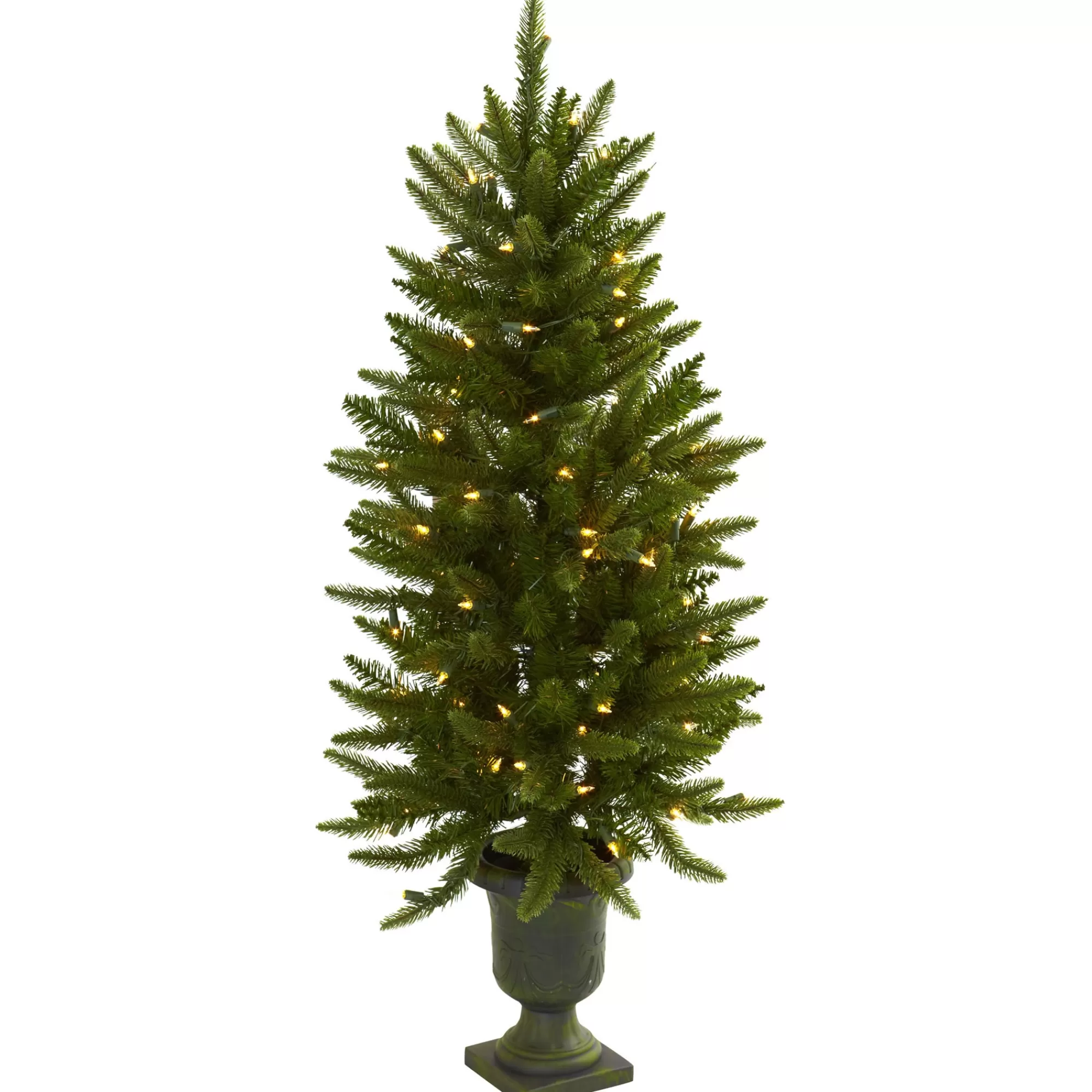 Nearly Natural 4' Pre-Lit Artificial Christmas Tree With Urn, Clear Lights< Pre-Lit