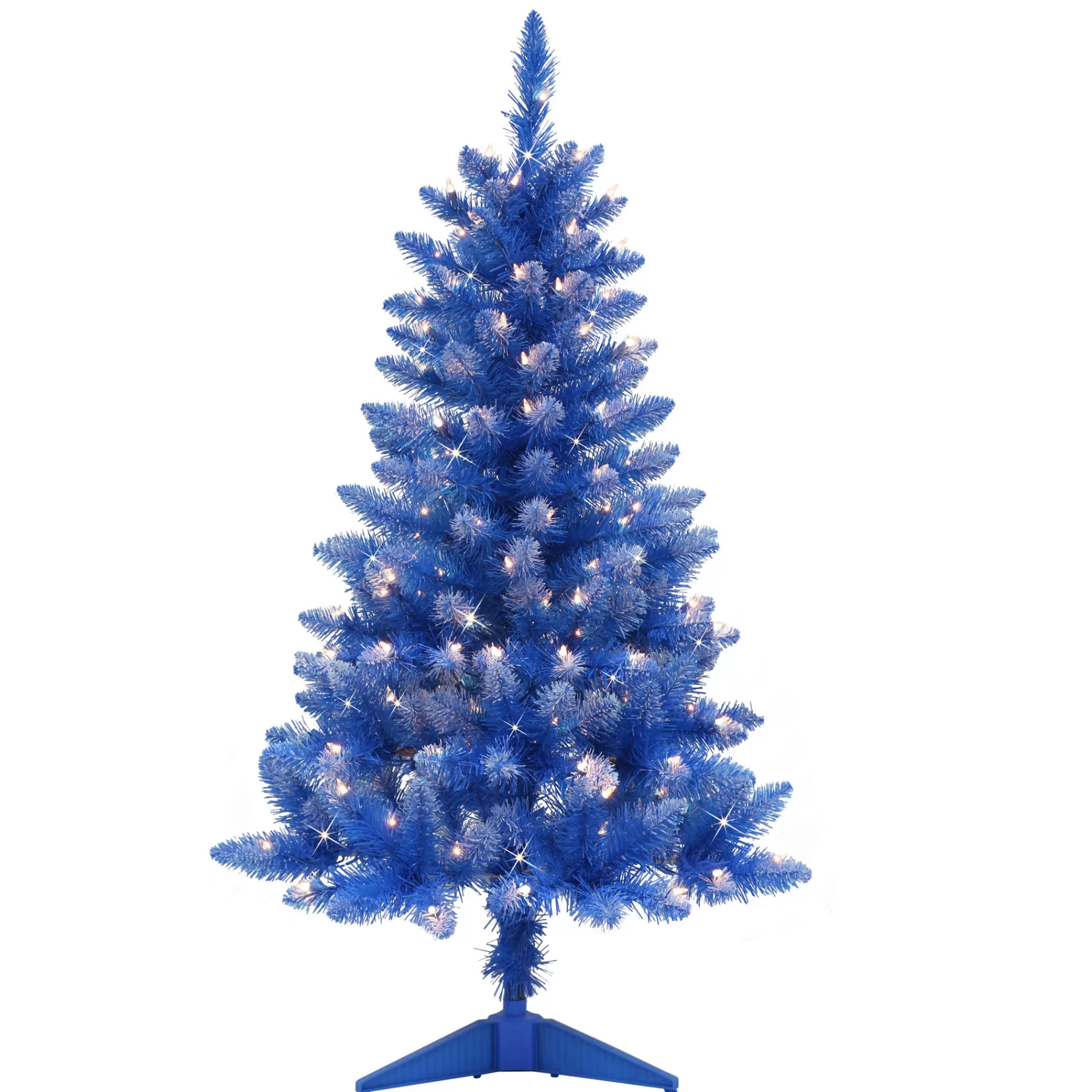 CC Christmas Decor 4' Pre-Lit Blue Artificial Christmas Tree With Clear Lights< Pre-Lit