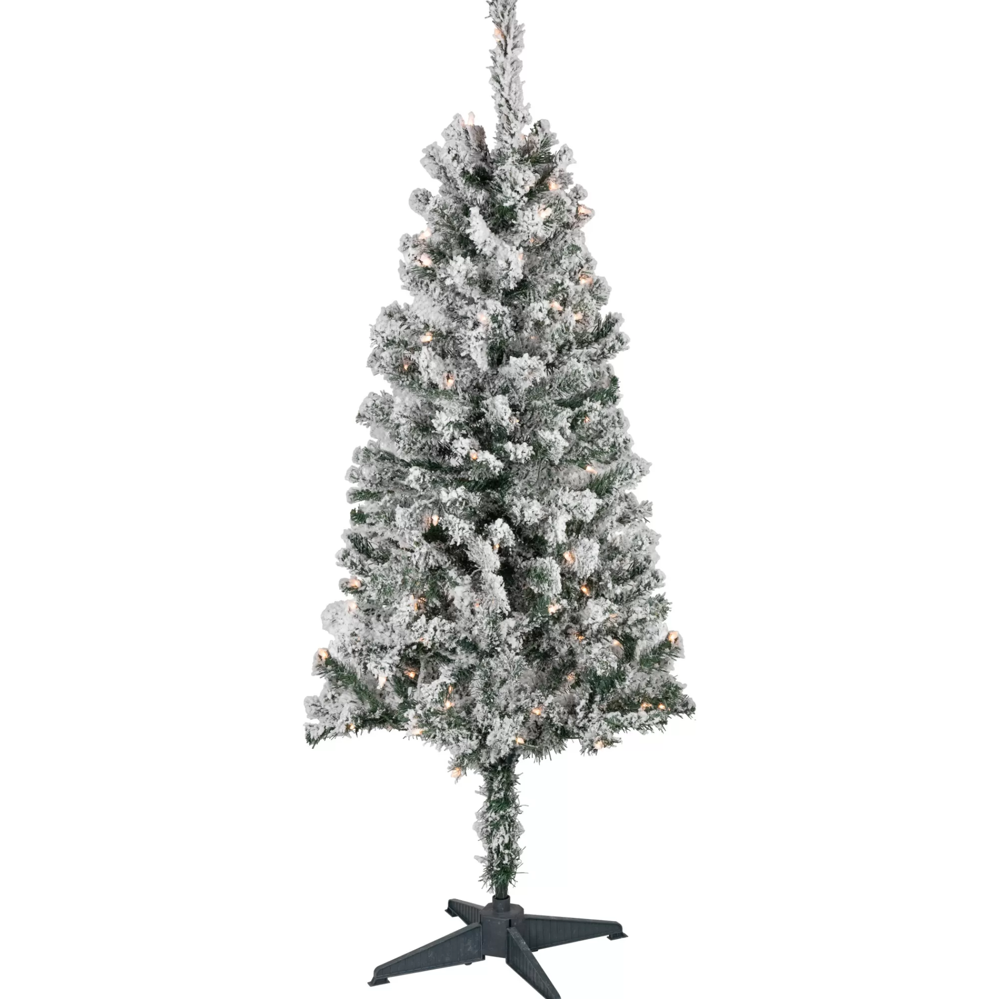 Northlight 4' Pre-Lit Flocked Pine Artificial Christmas Tree, Clear Lights< Flocked