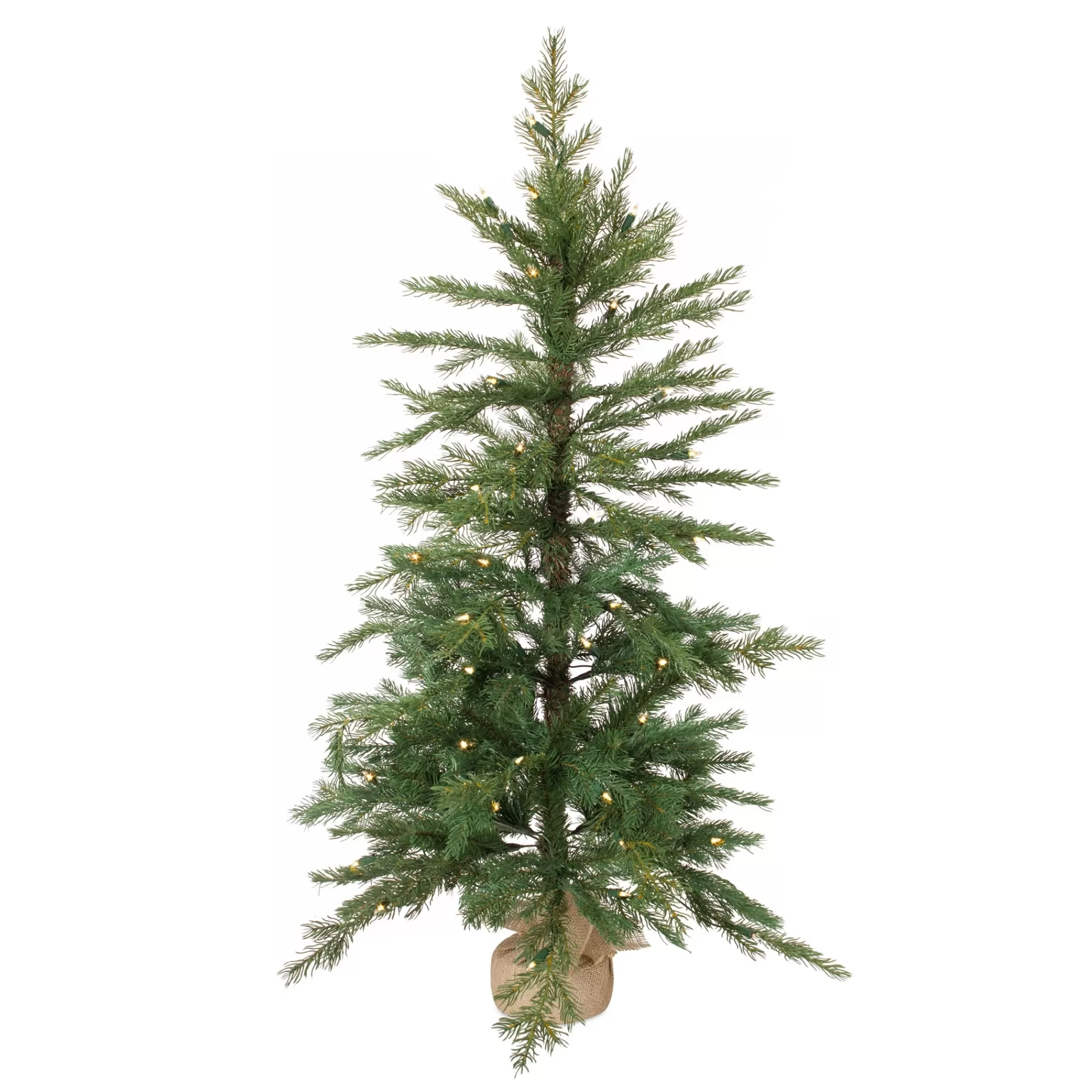 Melrose 4' Pre-Lit Pine Artificial Christmas Tree In Burlap Base< Pre-Lit