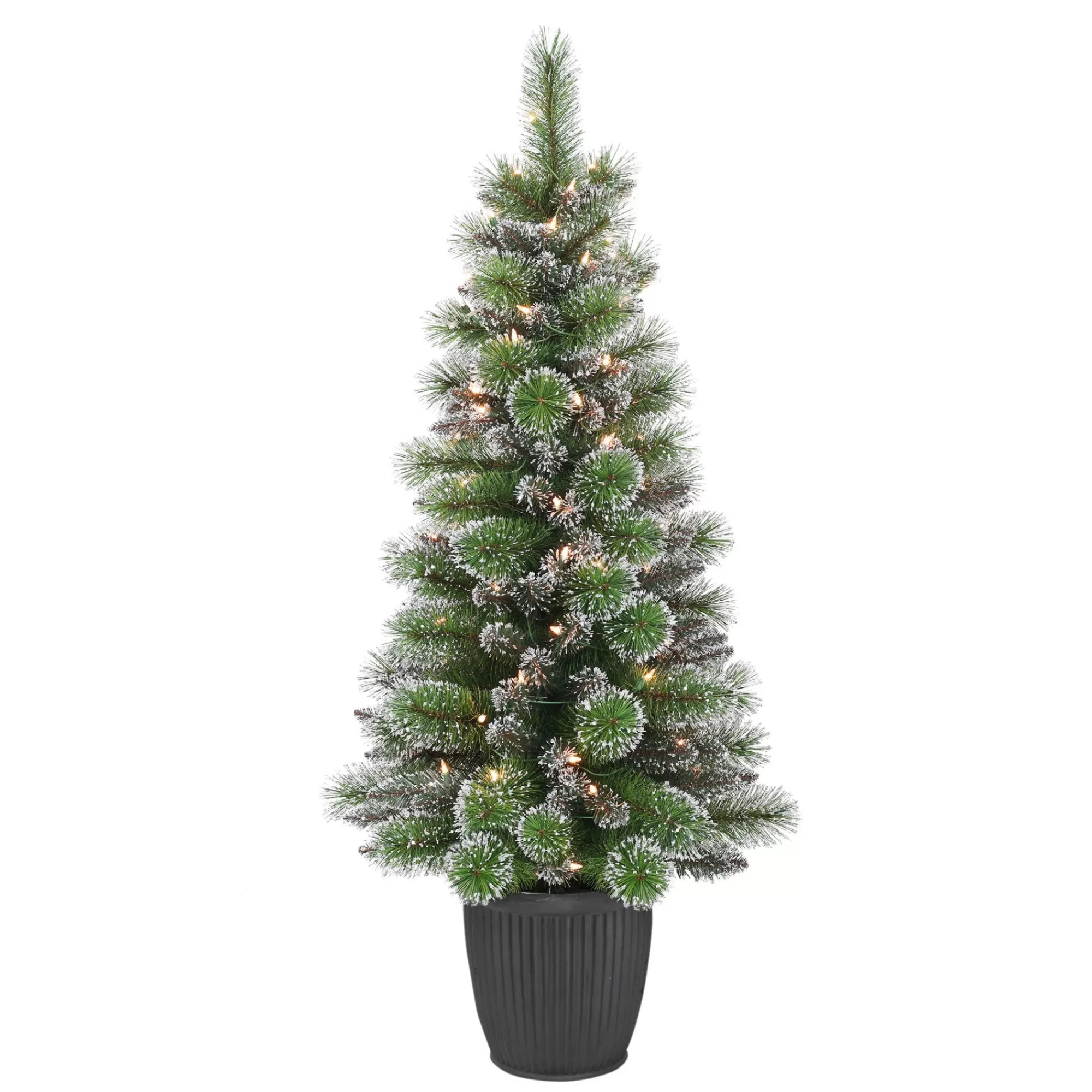 CC Christmas Decor 4' Pre-Lit Potted Glitter Artificial Christmas Tree, Clear Lights< Pre-Lit