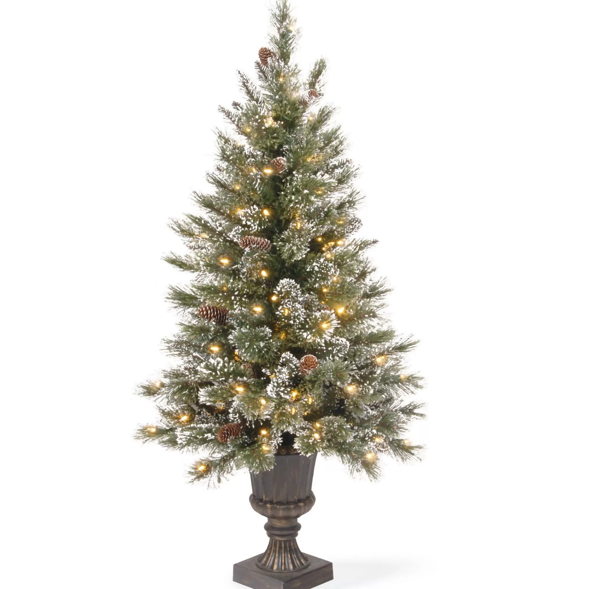 Christmas Central 4' Pre-Lit Potted Glittery Bristle Christmas Tree, Clear Lights< Potted