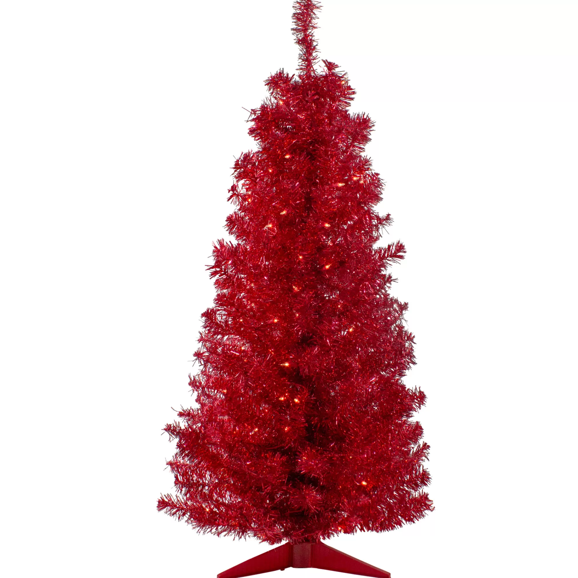 Northlight 4' Pre-Lit Slim Red Artificial Christmas Tree - Clear Lights< Colorful