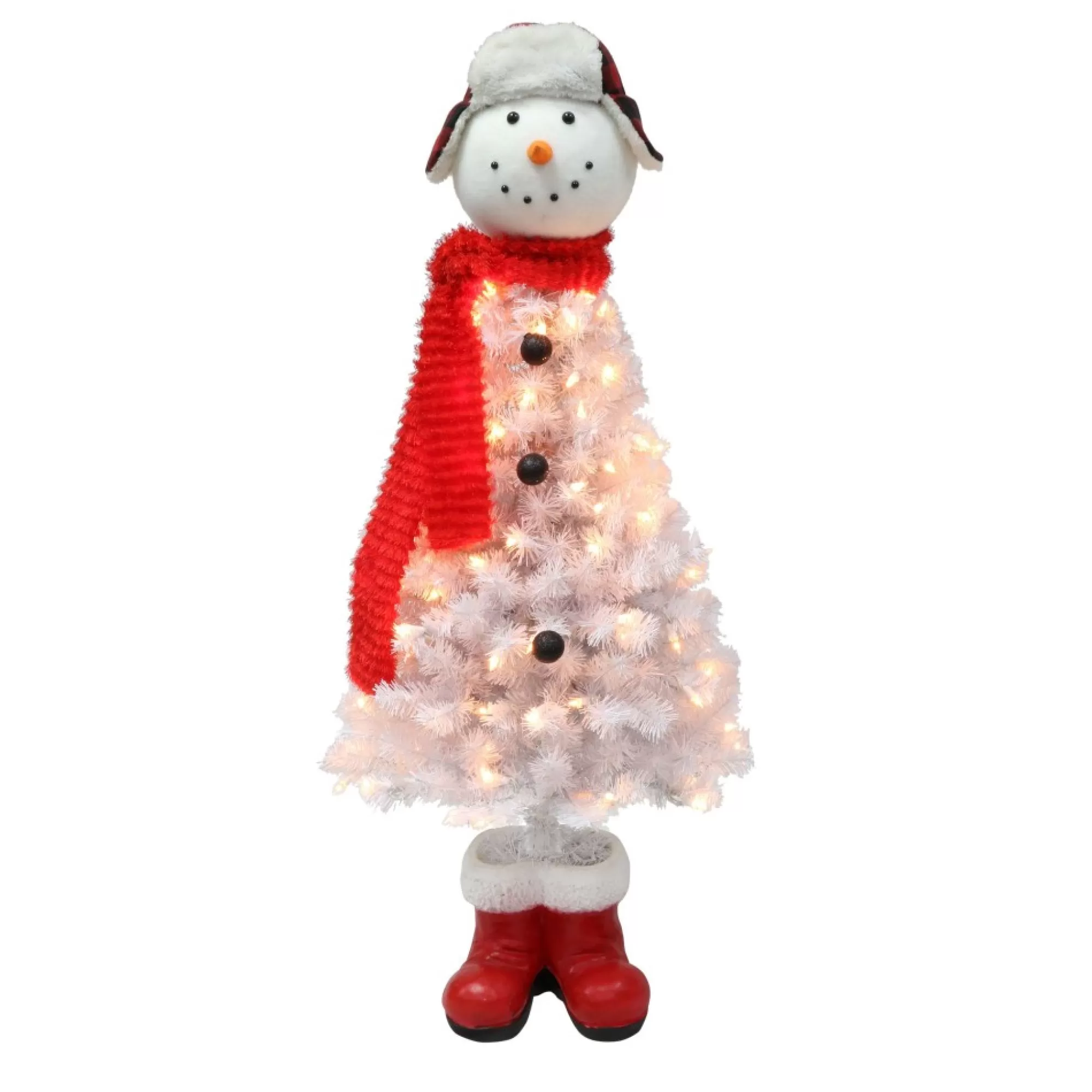 CC Christmas Decor Snowing-4' Pre-Lit Slim Snowman Artificial Christmas Tree, Clear Lights