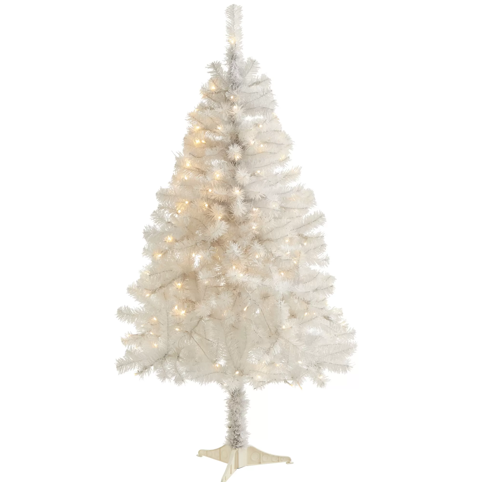 Nearly Natural 4' Pre-Lit White Artificial Christmas Tree, Clear Led Lights< Pre-Lit