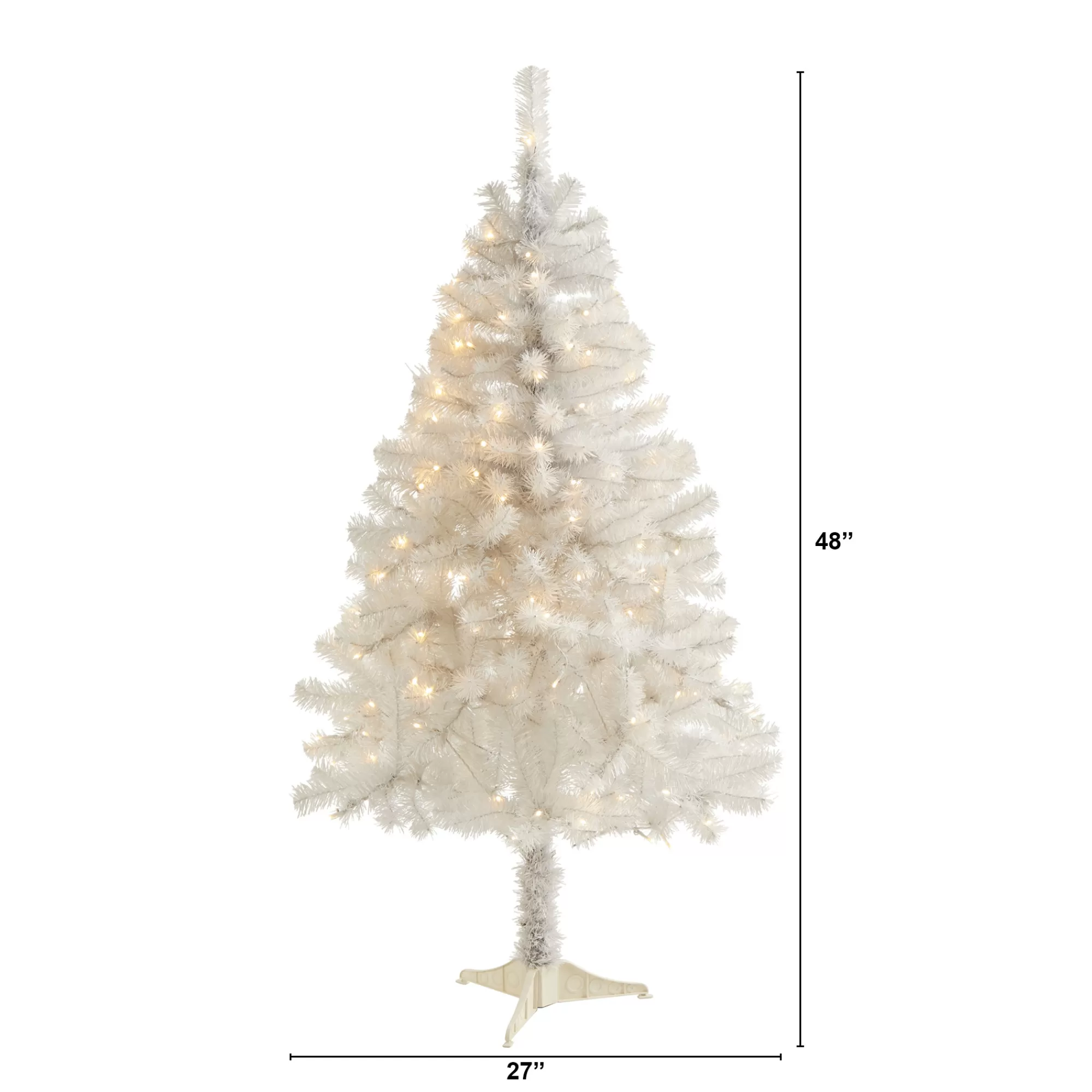 Nearly Natural 4' Pre-Lit White Artificial Christmas Tree, Clear Led Lights< Pre-Lit