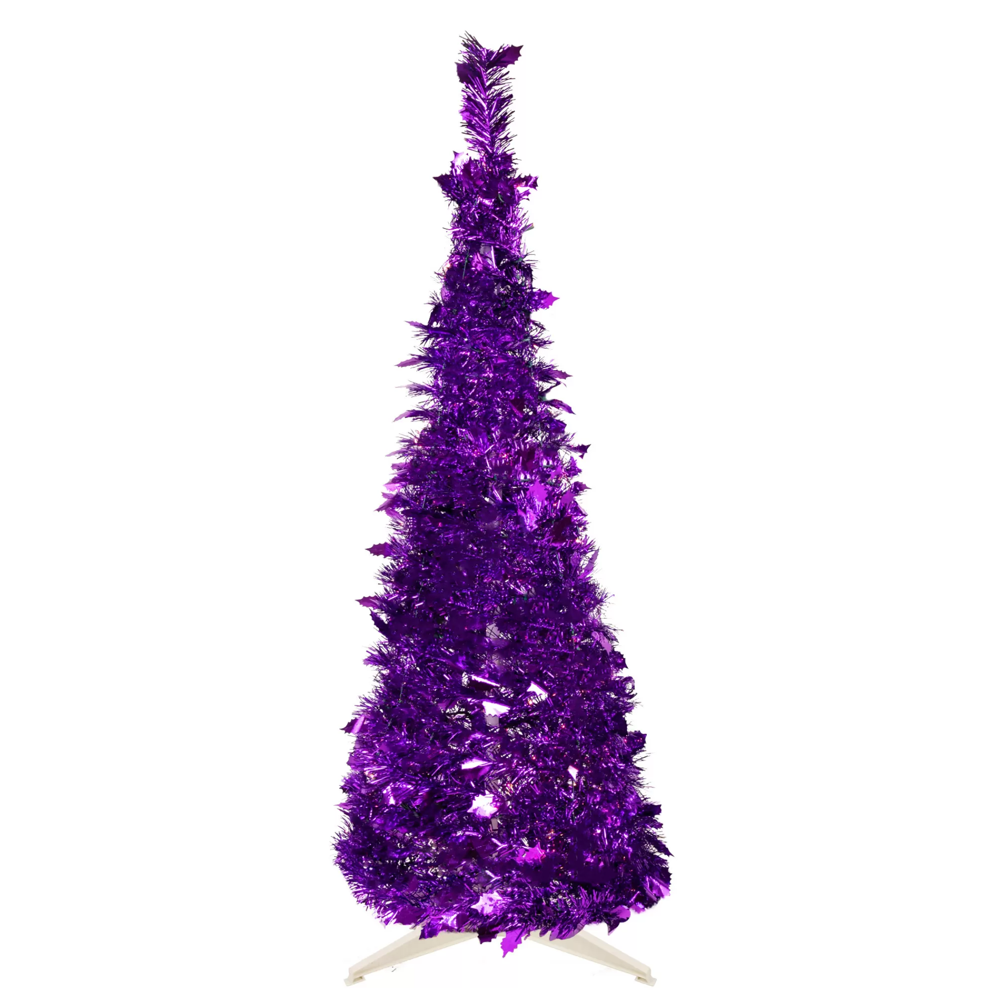 Northlight 4' Purple Tinsel Pop-Up Artificial Christmas Tree, Unlit< Pop Up