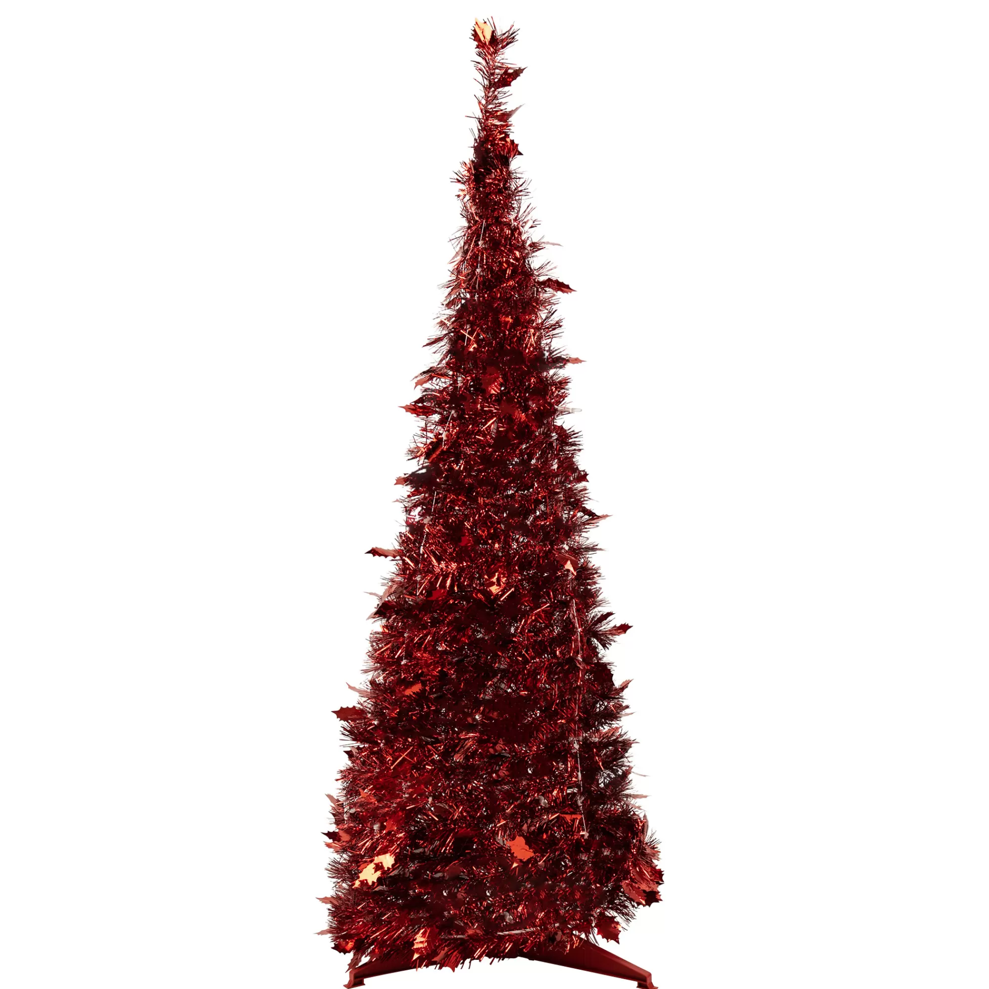 Northlight 4' Red Tinsel Pop-Up Artificial Christmas Tree, Unlit< Pop Up