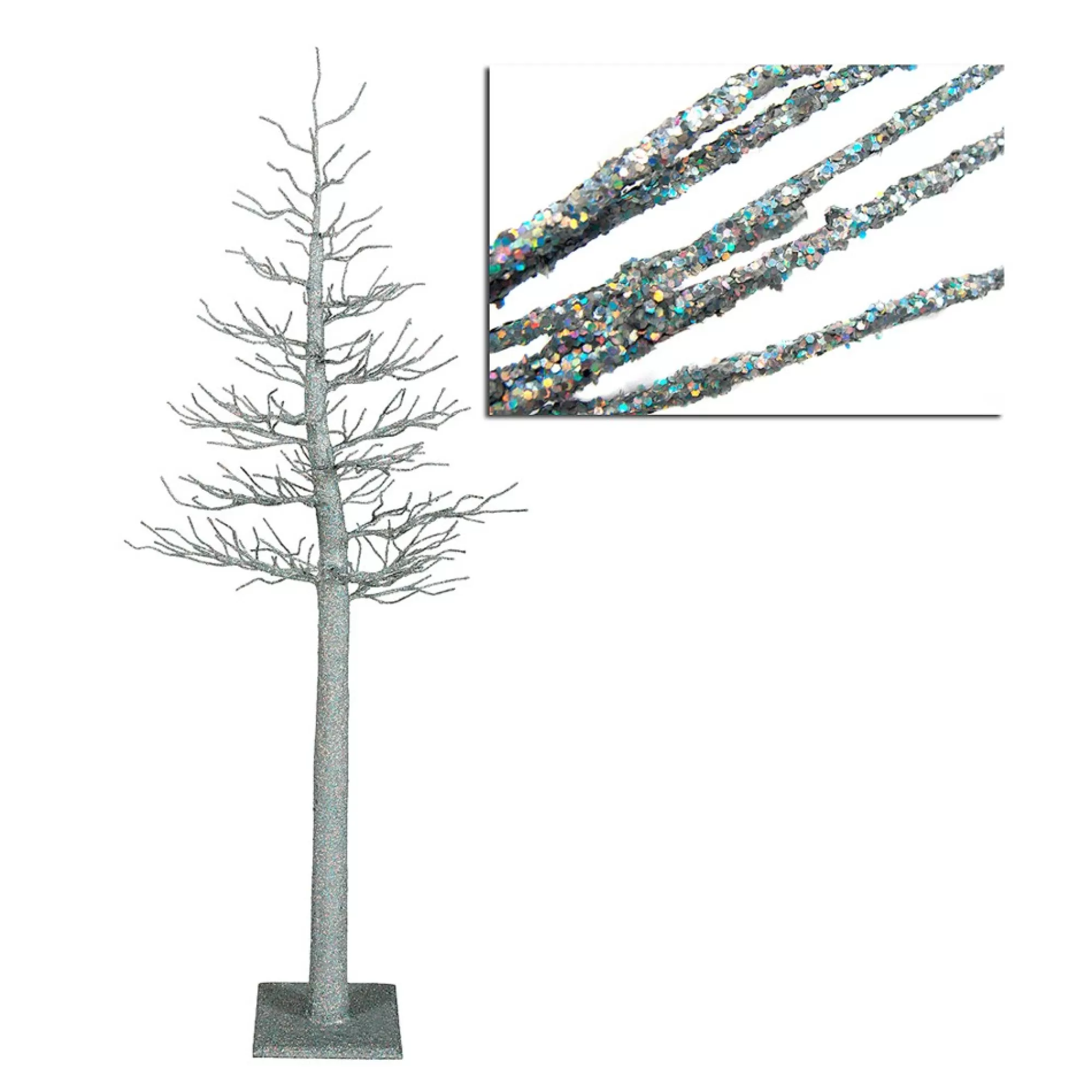 Vickerman Unlit-4' Silver Glitter Metallic Artificial Christmas Display Tree - Unlit