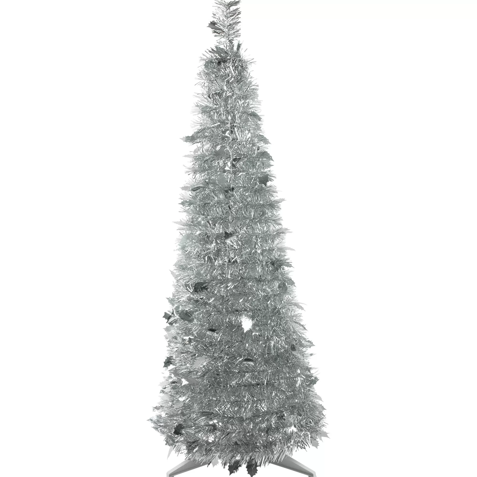 Northlight 4' Silver Tinsel Pop-Up Artificial Christmas Tree, Unlit< Pop Up