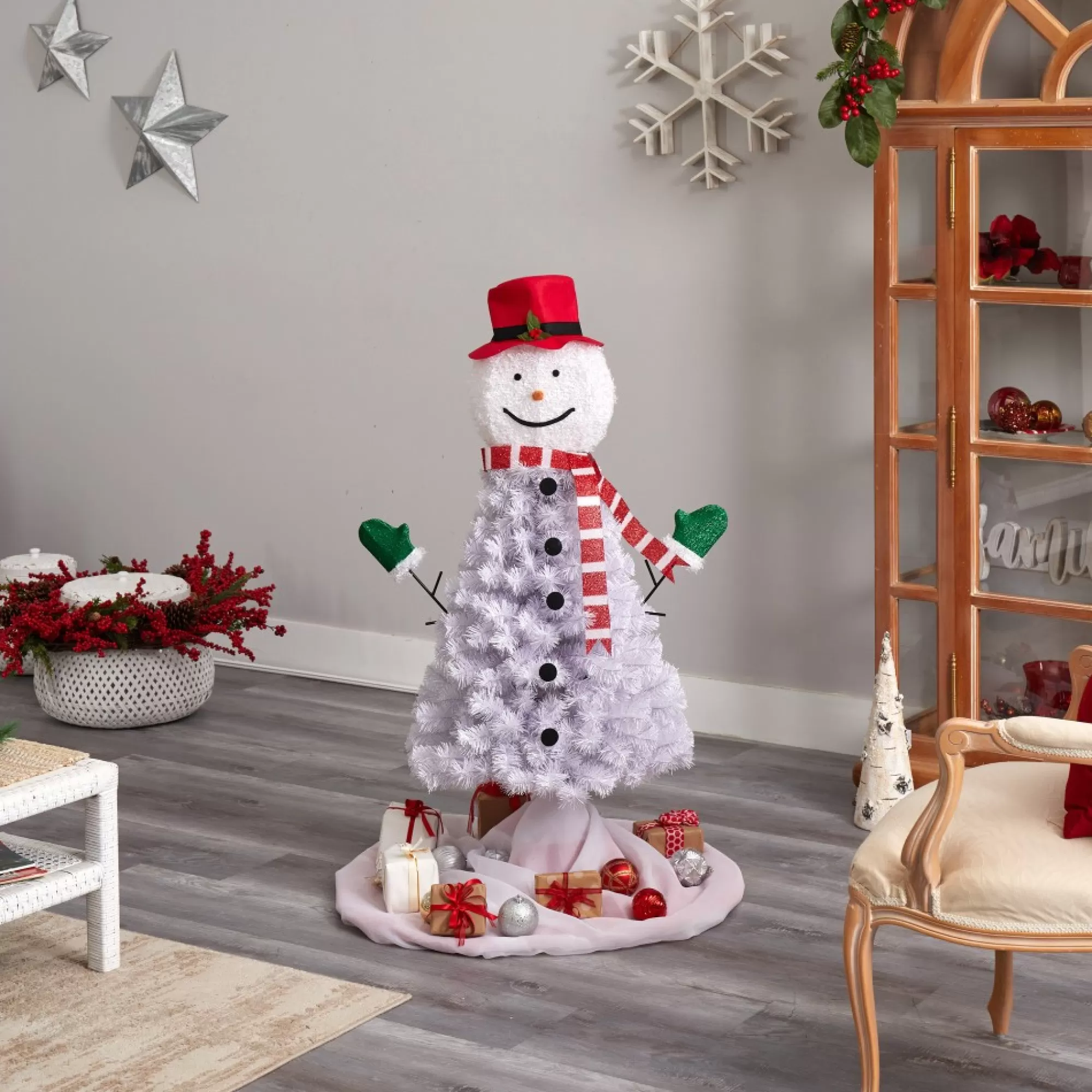 Nearly Natural Unlit-4' Snowman Artificial Christmas Tree, Unlit