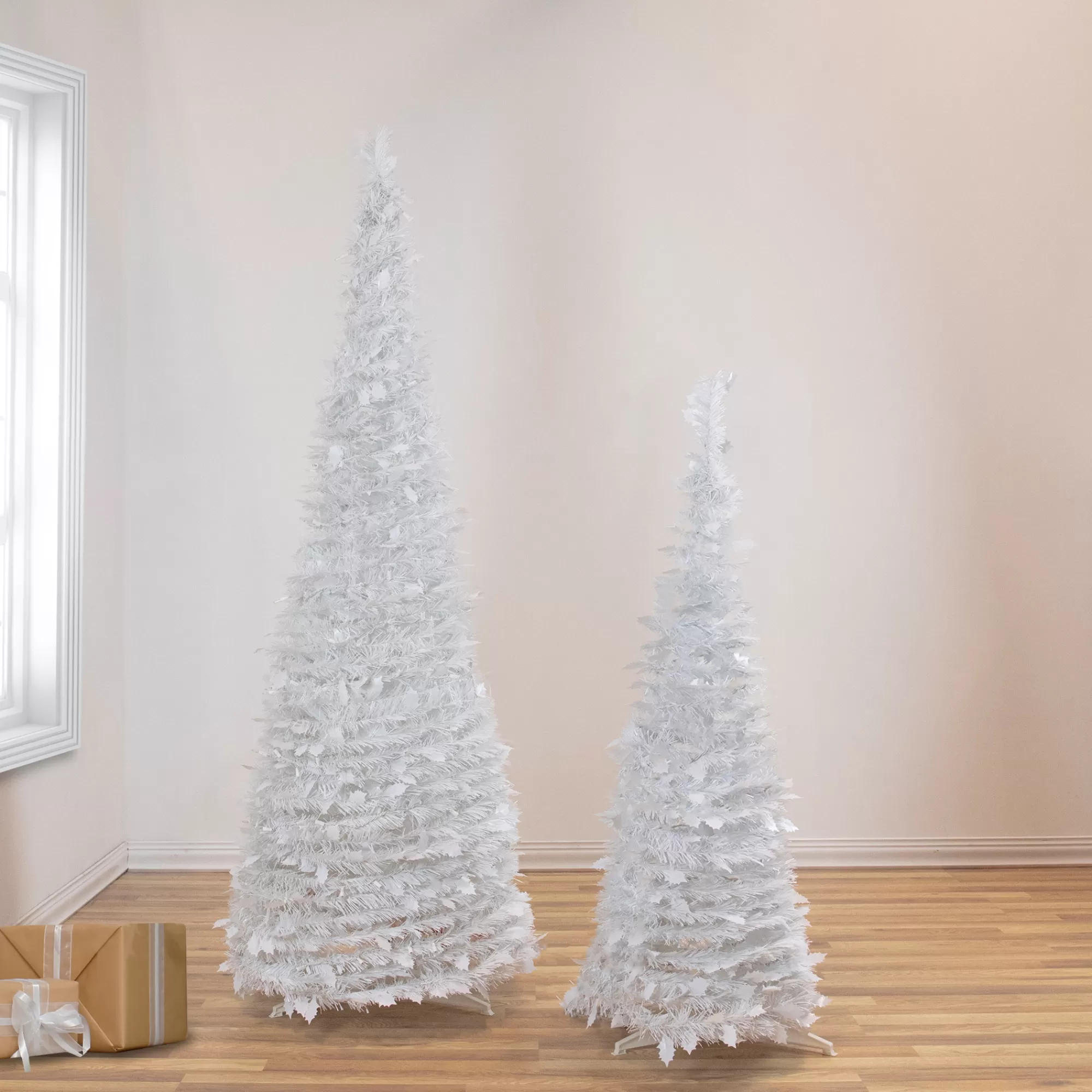 Northlight 4' White Tinsel Pop-Up Artificial Christmas Tree, Unlit< Pop Up