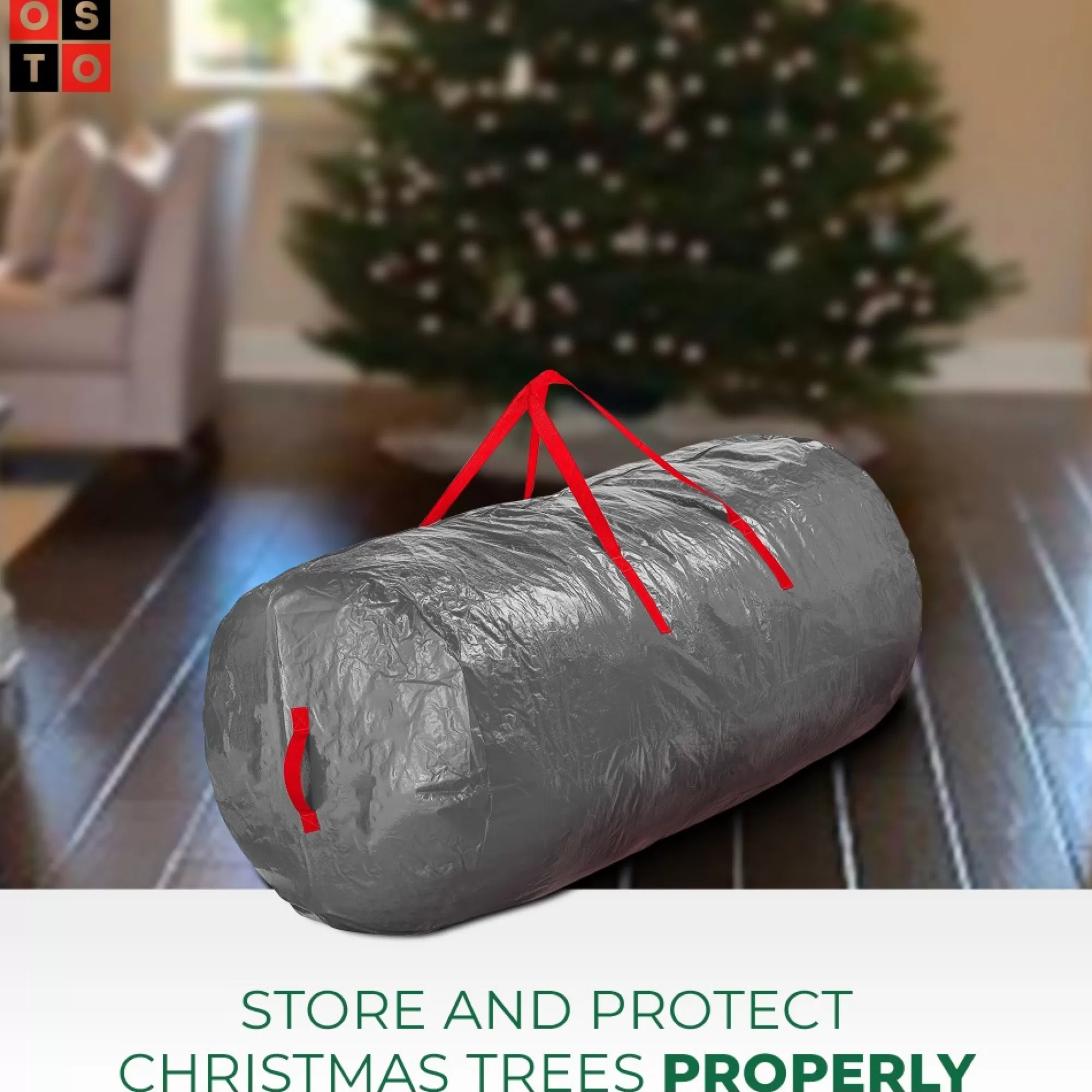 osto Tree Storage-52" Gray Waterproof Artificial Christmas Tree Storage Bag