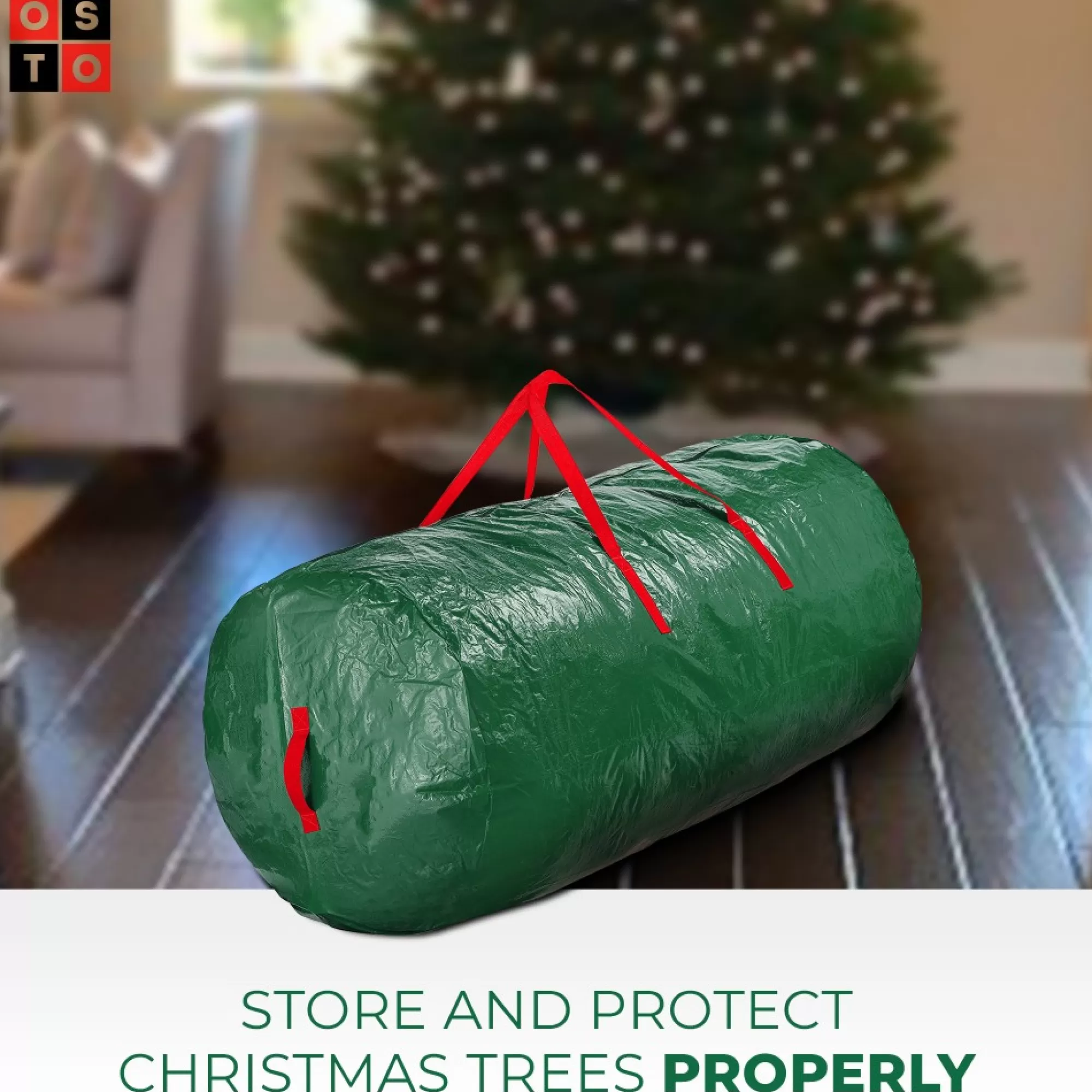 osto Tree Storage-52" Green Waterproof Artificial Christmas Tree Storage Bag