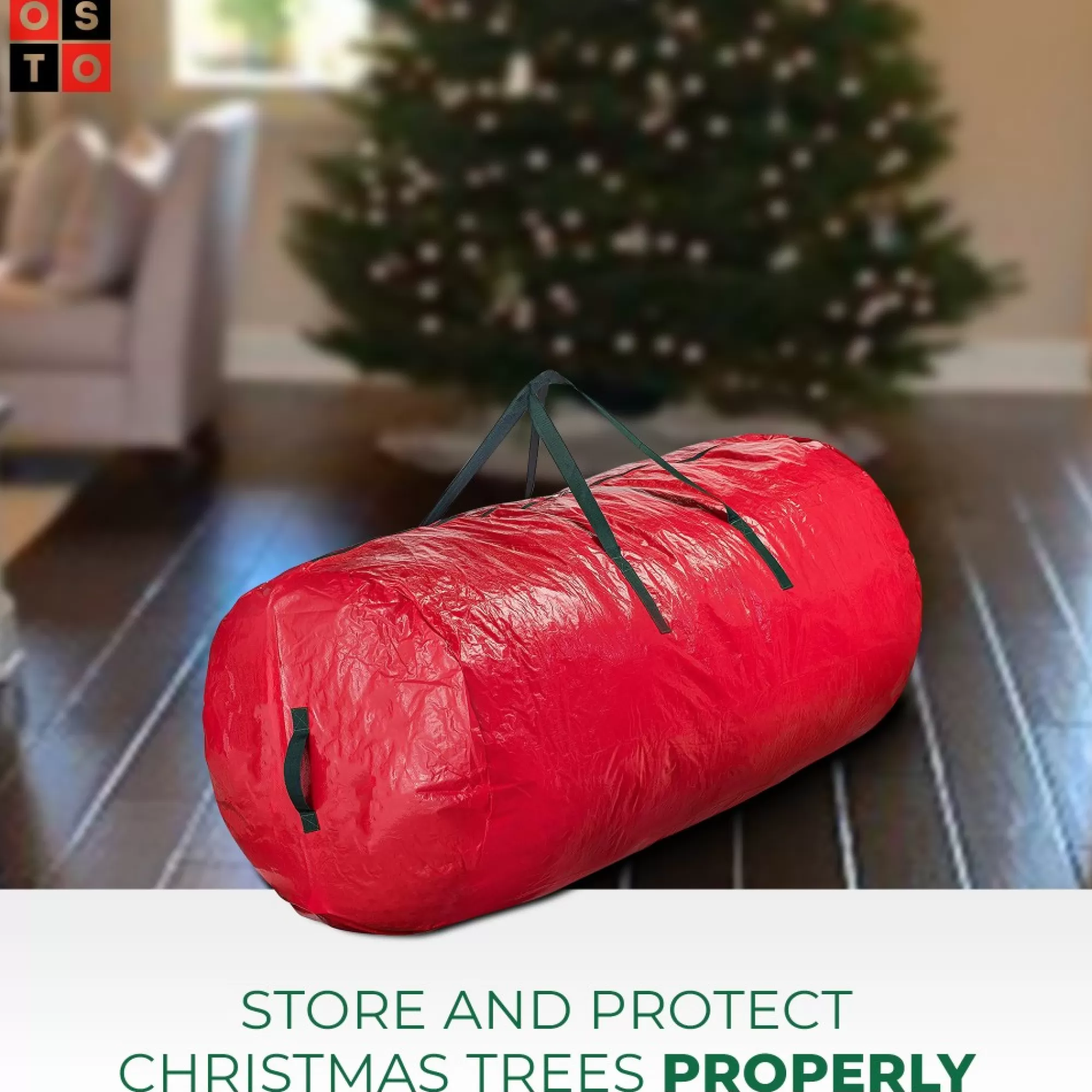 osto Tree Storage-52" Red Waterproof Artificial Christmas Tree Storage Bag