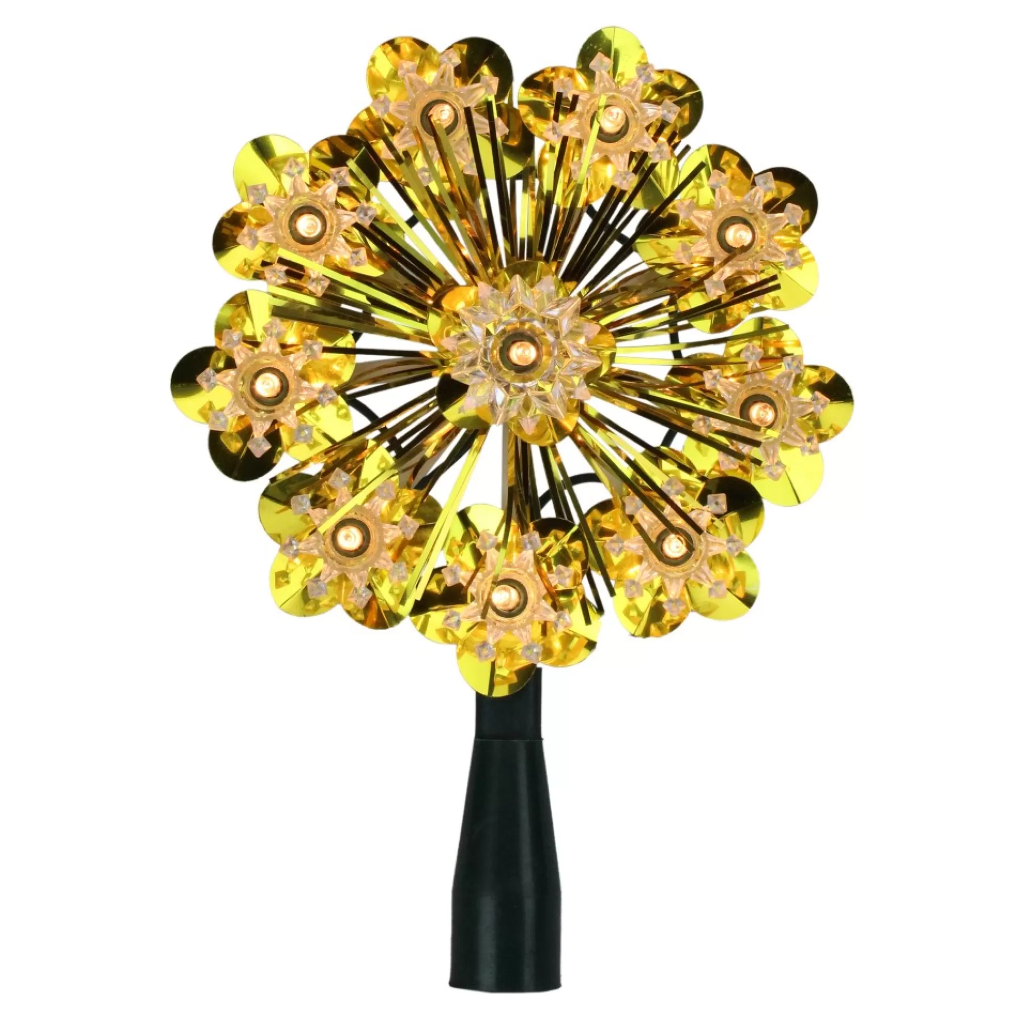 Northlight Snowflake-5.5" Gold Snowflake Starburst Christmas Tree Topper - Clear Lights