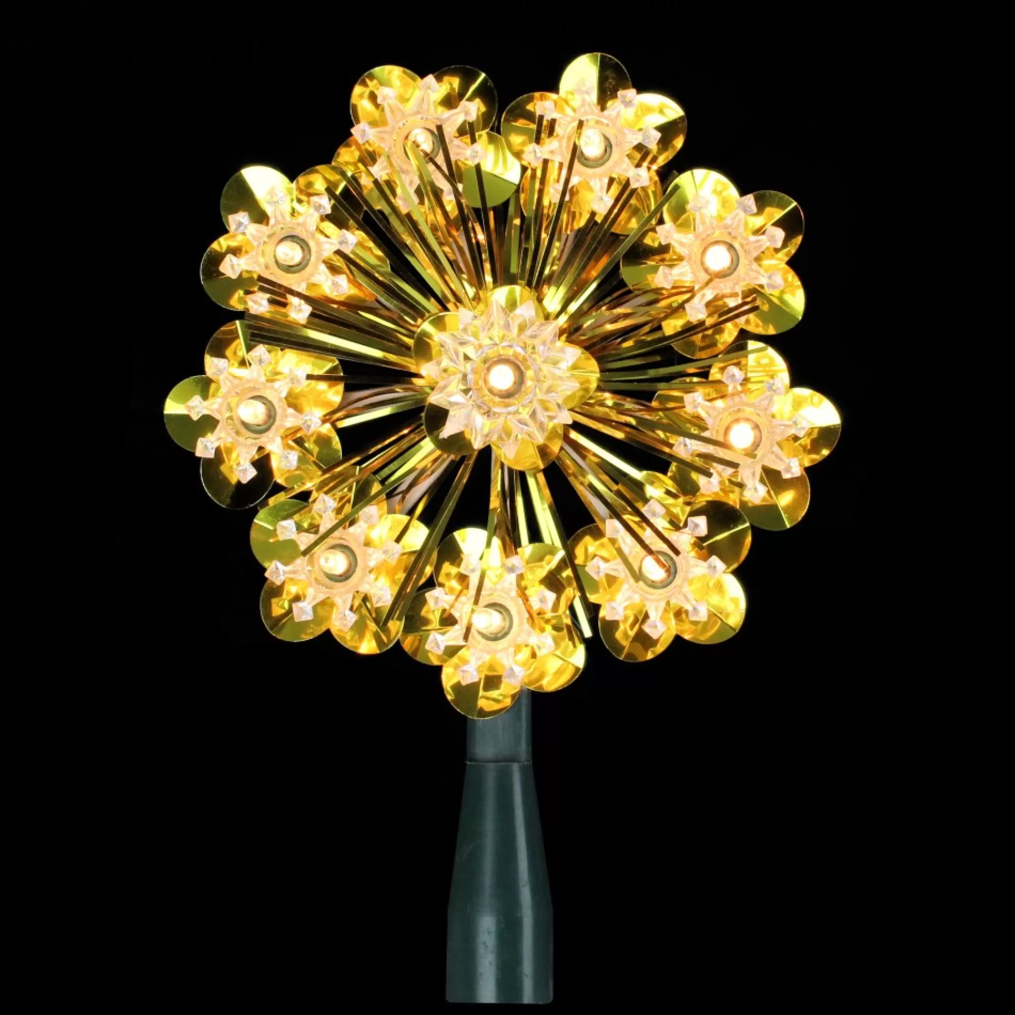 Northlight Snowflake-5.5" Gold Snowflake Starburst Christmas Tree Topper - Clear Lights