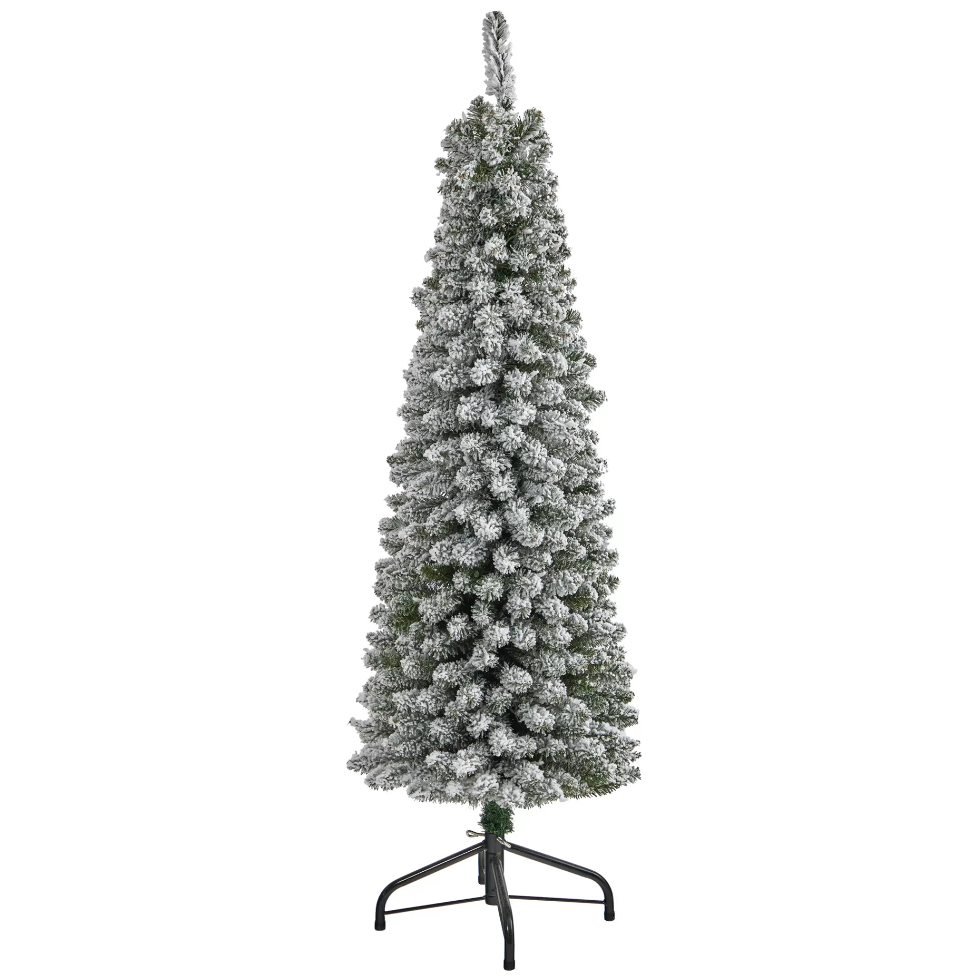 Nearly Natural 5' Pencil Flocked Artificial Christmas Tree, Unlit< Flocked