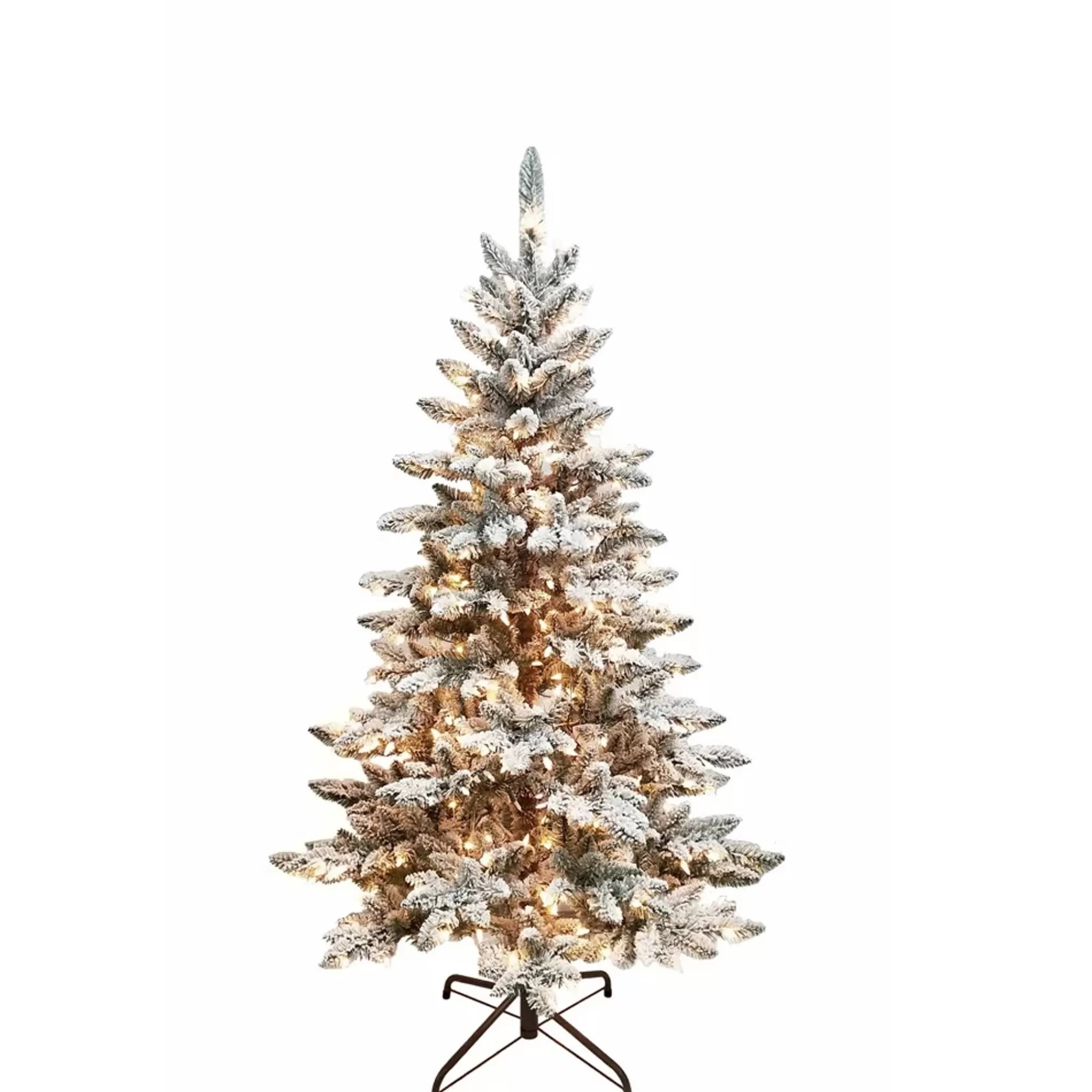 KSA 5' Pre-Lit Snow Pine Artificial Christmas Tree, Clear Lights< Pre-Lit