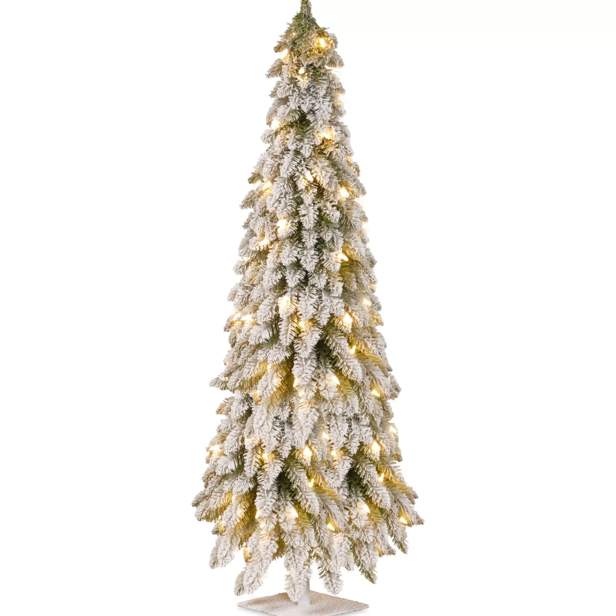 Christmas Central 5' Pre-Lit Snowy Downswept Artificial Christmas Tree, Clear Lights< Flocked