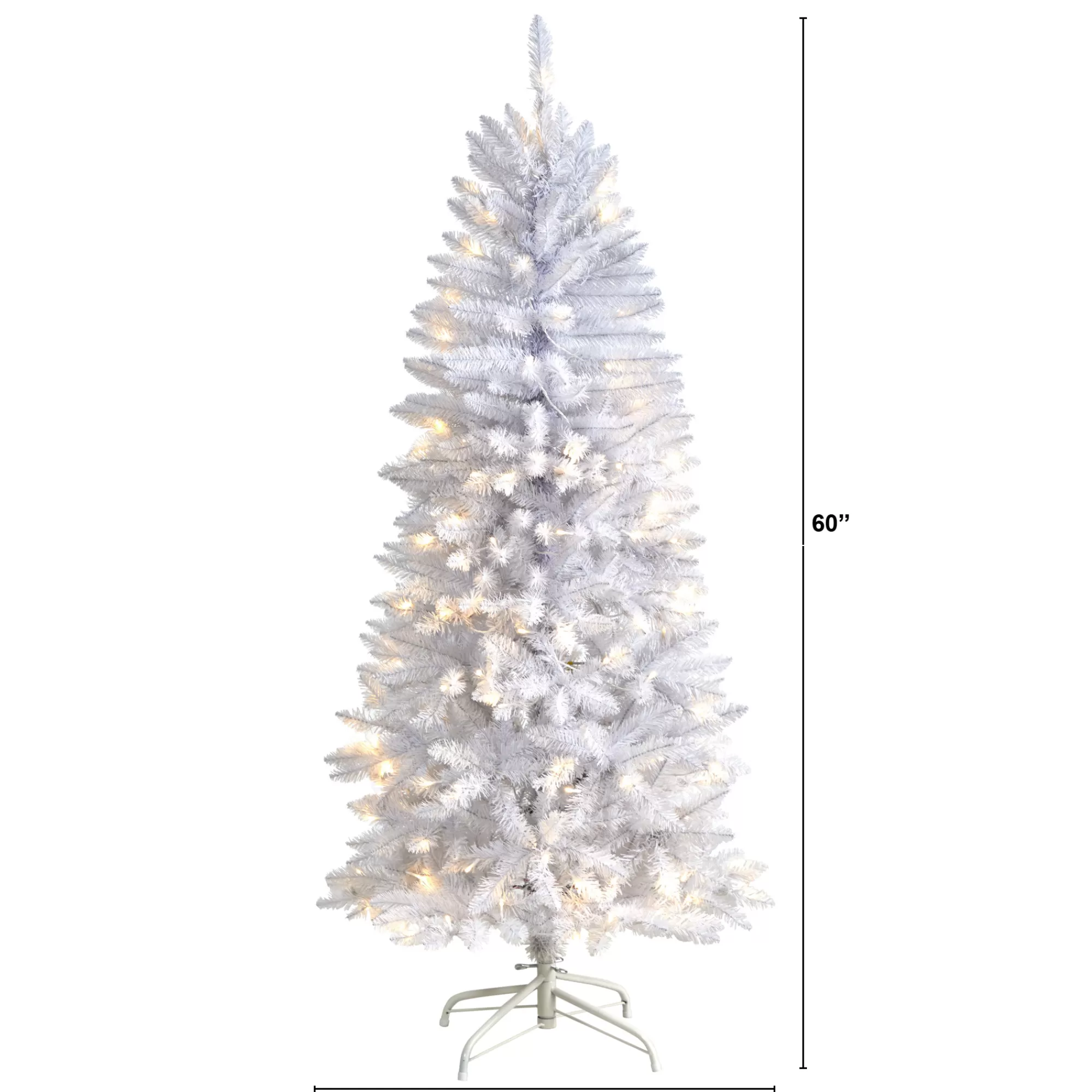 Nearly Natural 5' Pre-Lit White Artificial Christmas Tree, Clear Lights< Colorful