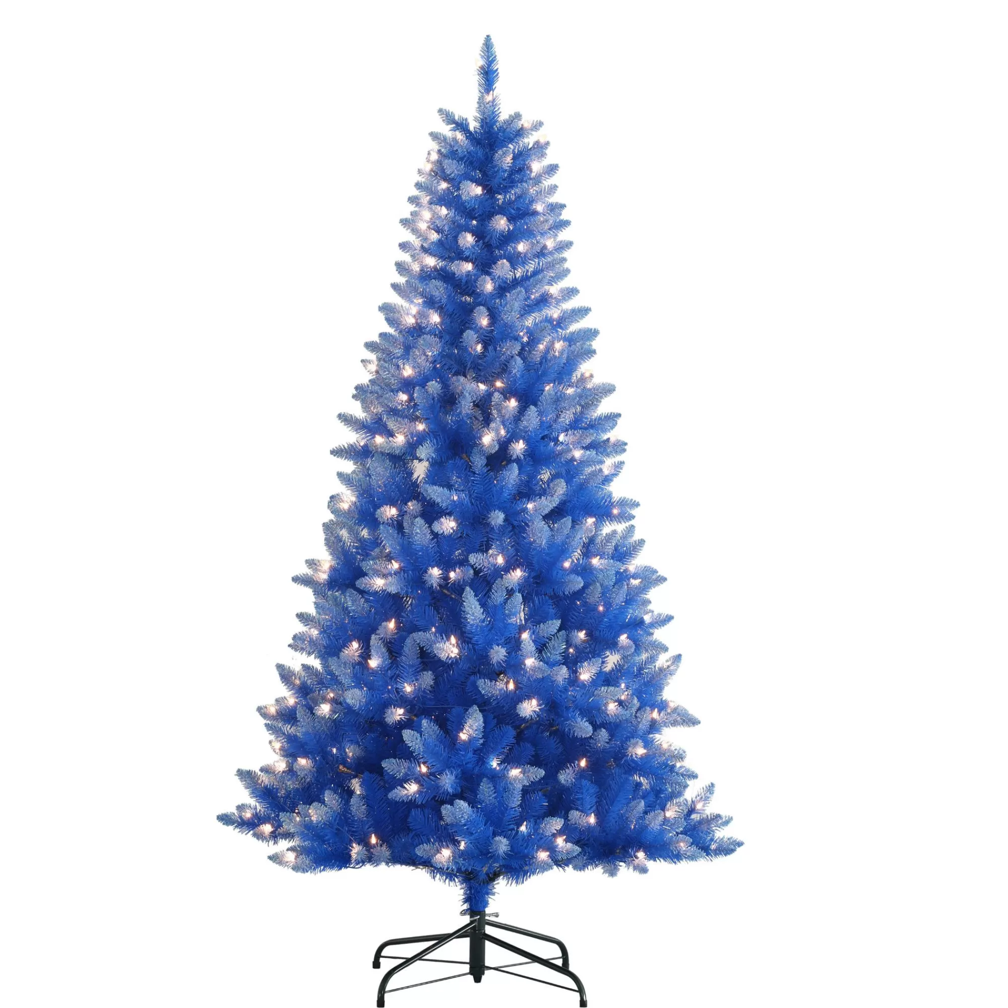 CC Christmas Decor 6.5' Pre-Lit Full Blue Artificial Christmas Tree, Clear Lights< Colorful