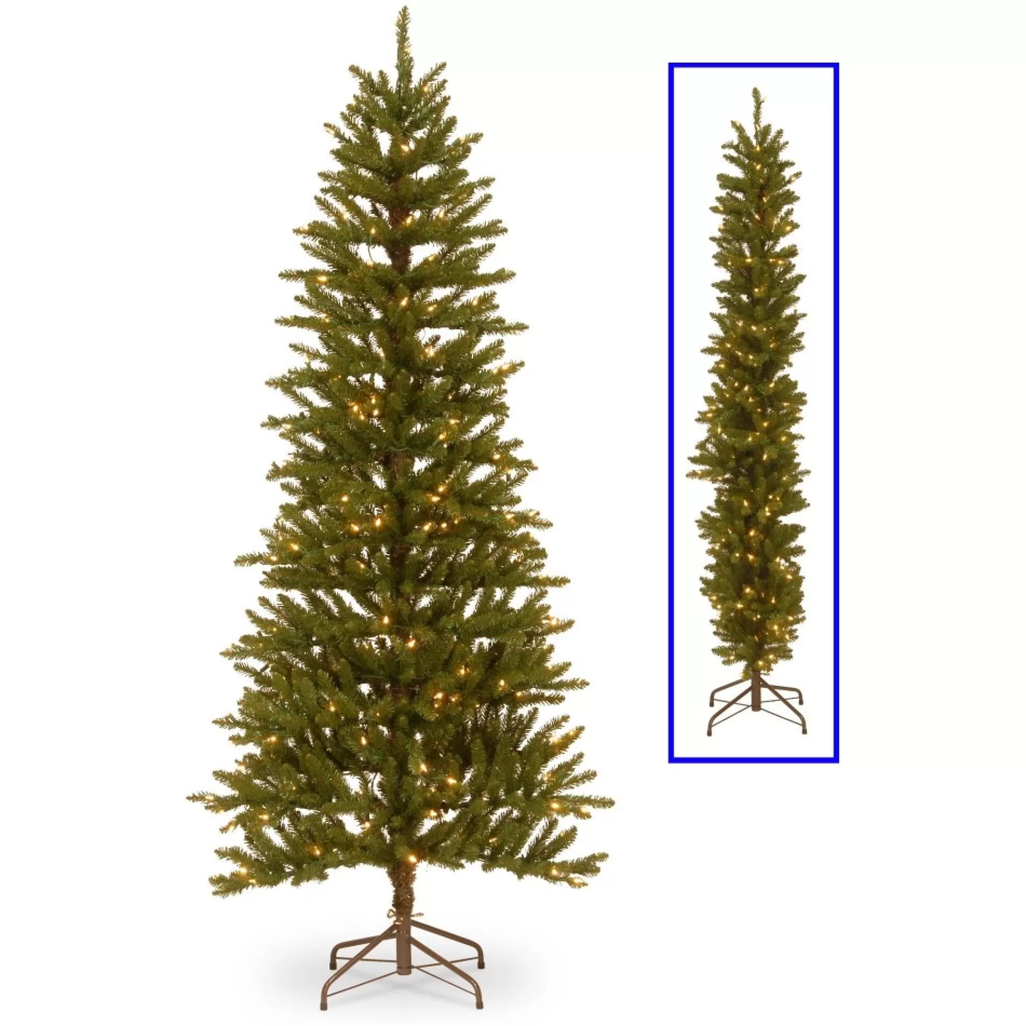 CC Christmas Decor Wall Trees-6.5' Pre-Lit Kensington 2-Dimensional Artificial Christmas Tree – Clear Lights